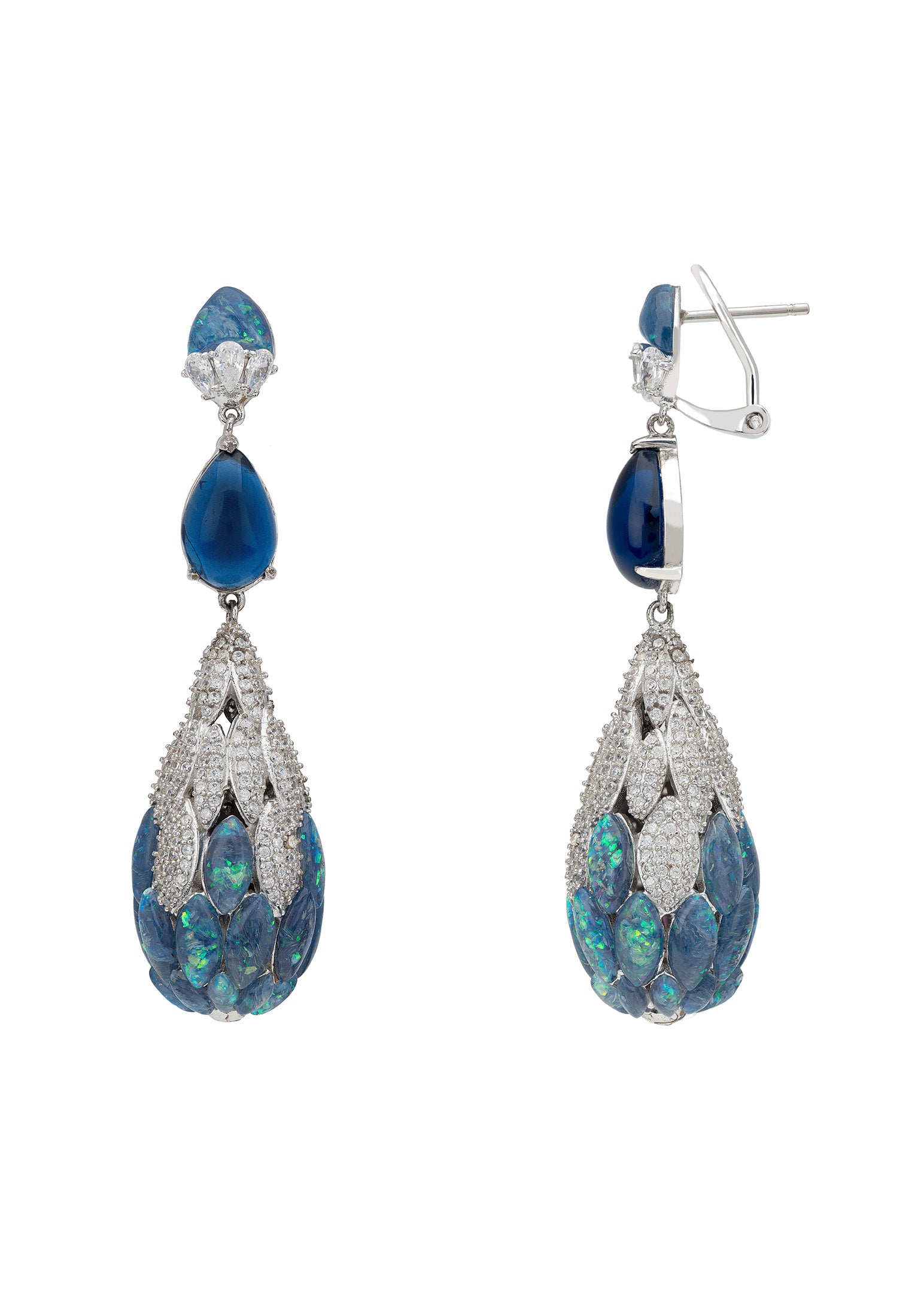 Carmen Green Opal Drop Earrings Silver