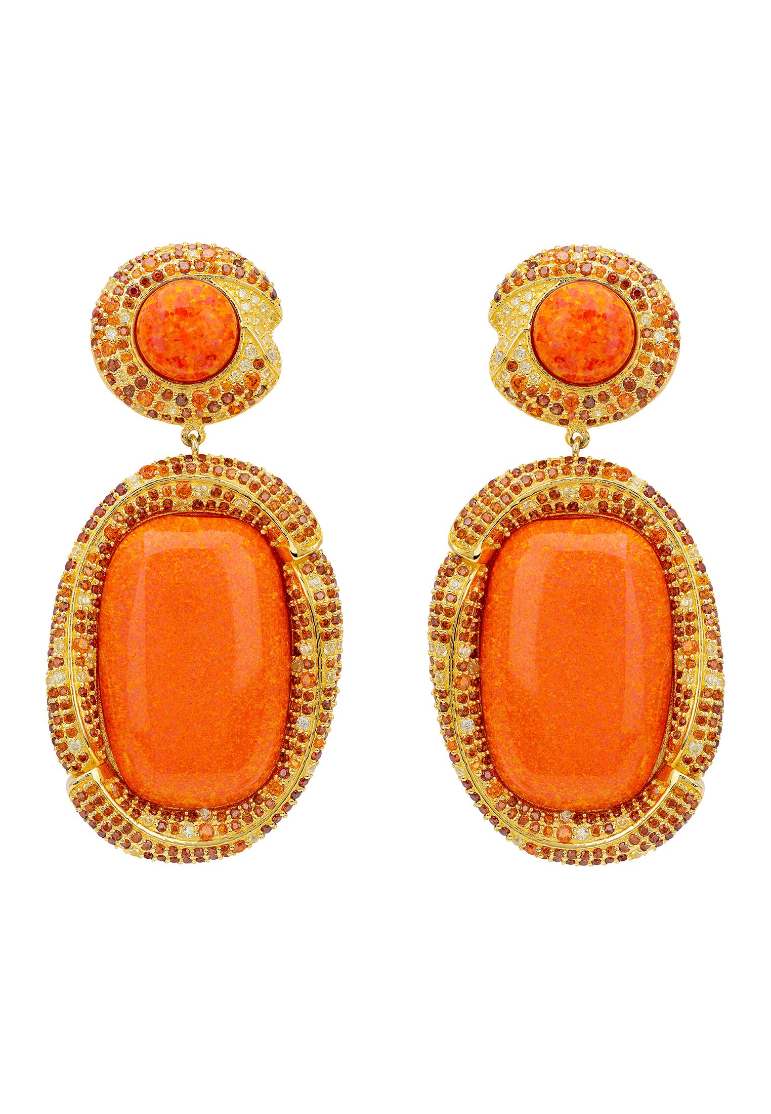 Fiorella Fire Opal Drop Earrings Gold
