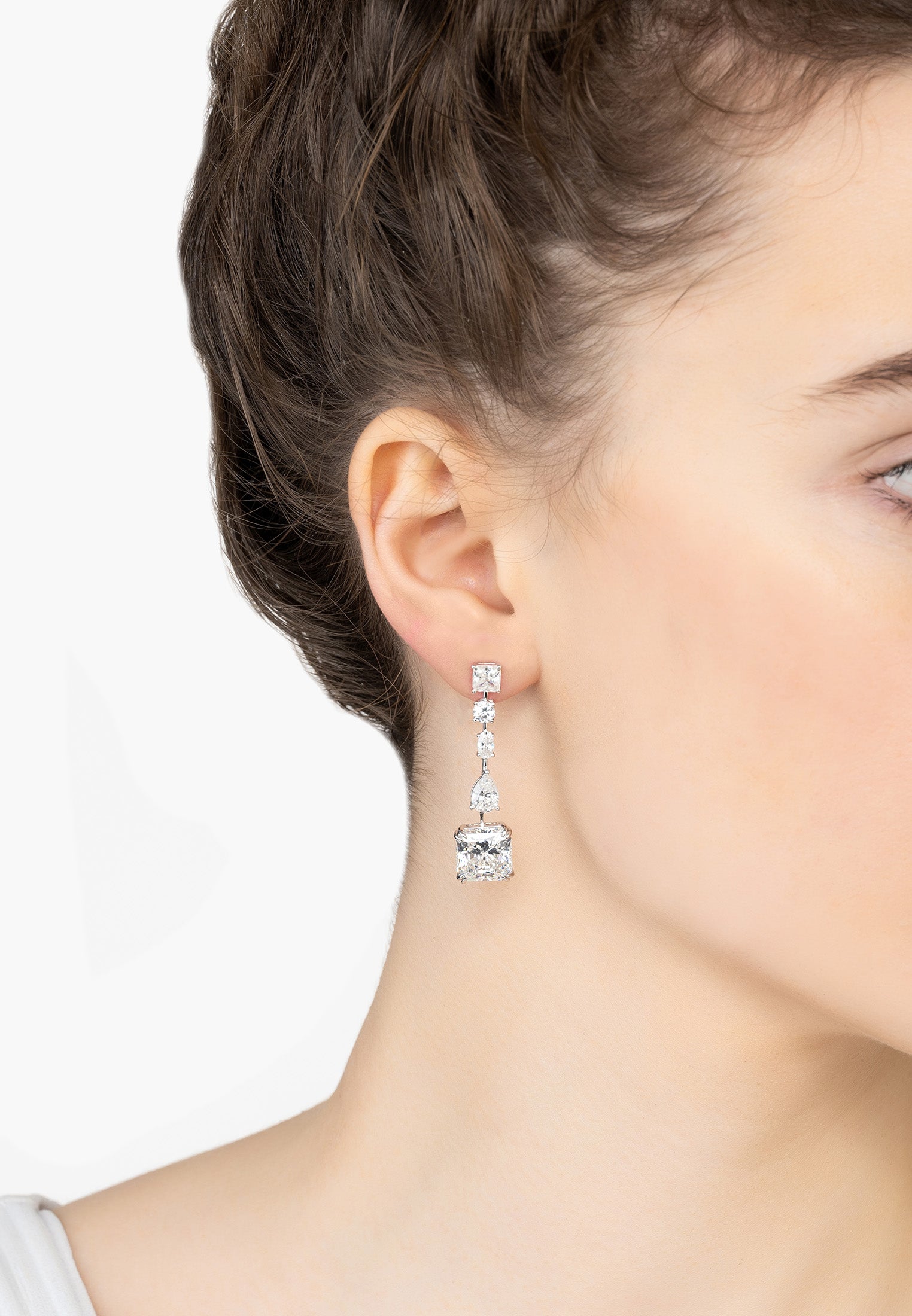Angelina Moissanite Drop Earrings Silver