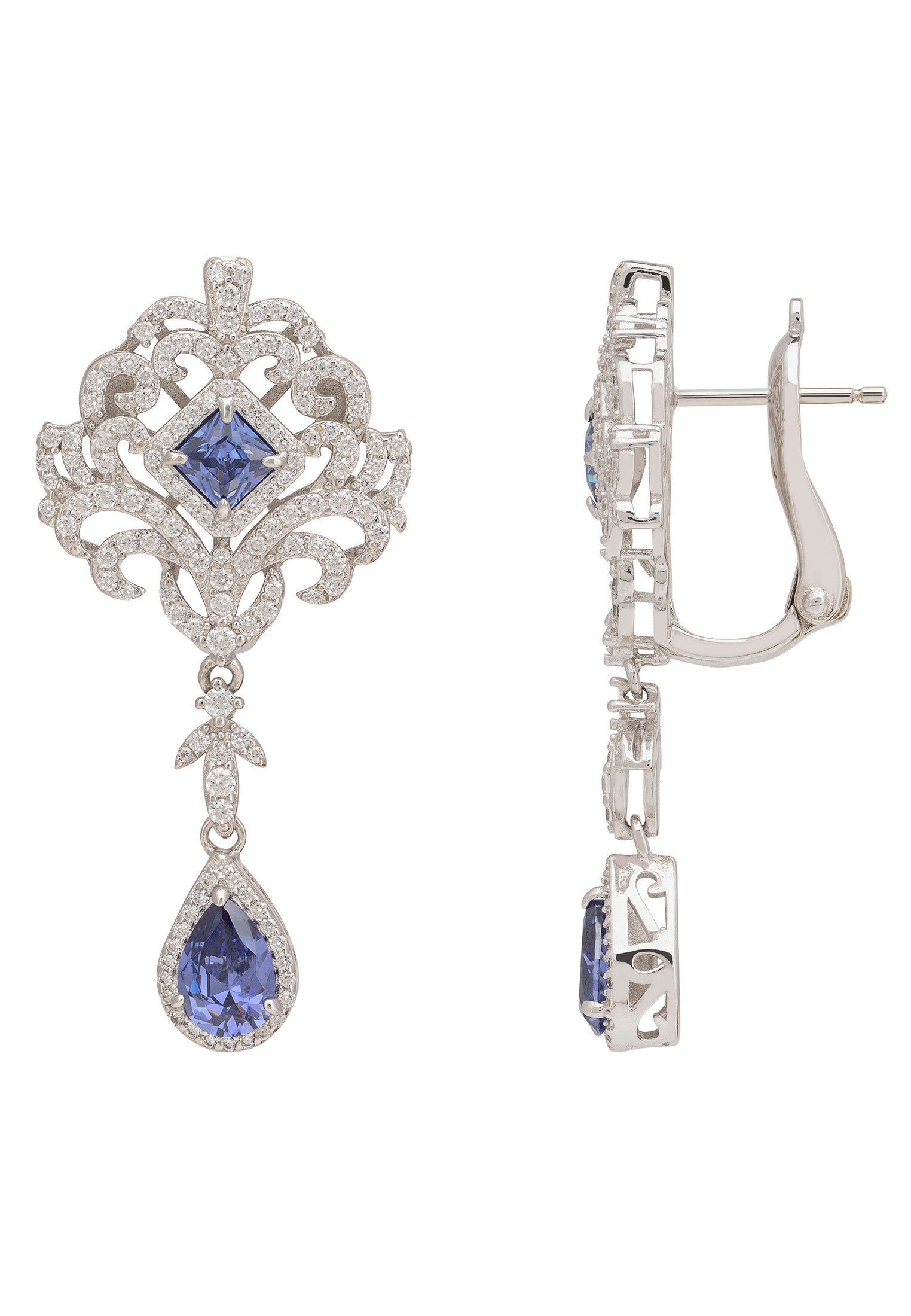 Claridge Drop Earrings Tanzanite Silver