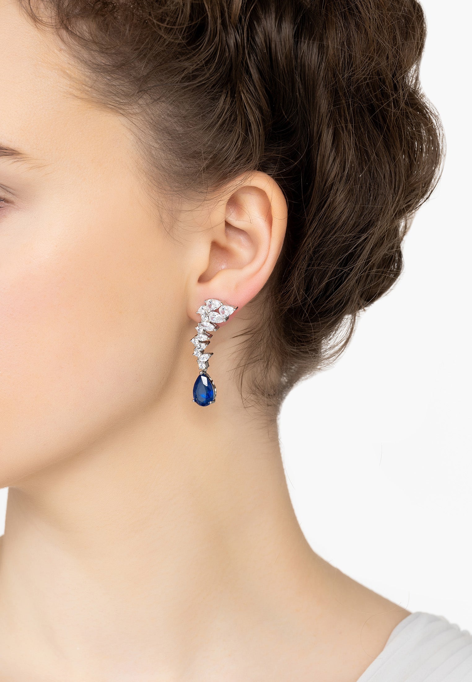 Henriette Teardrop Earrings Sapphire Silver