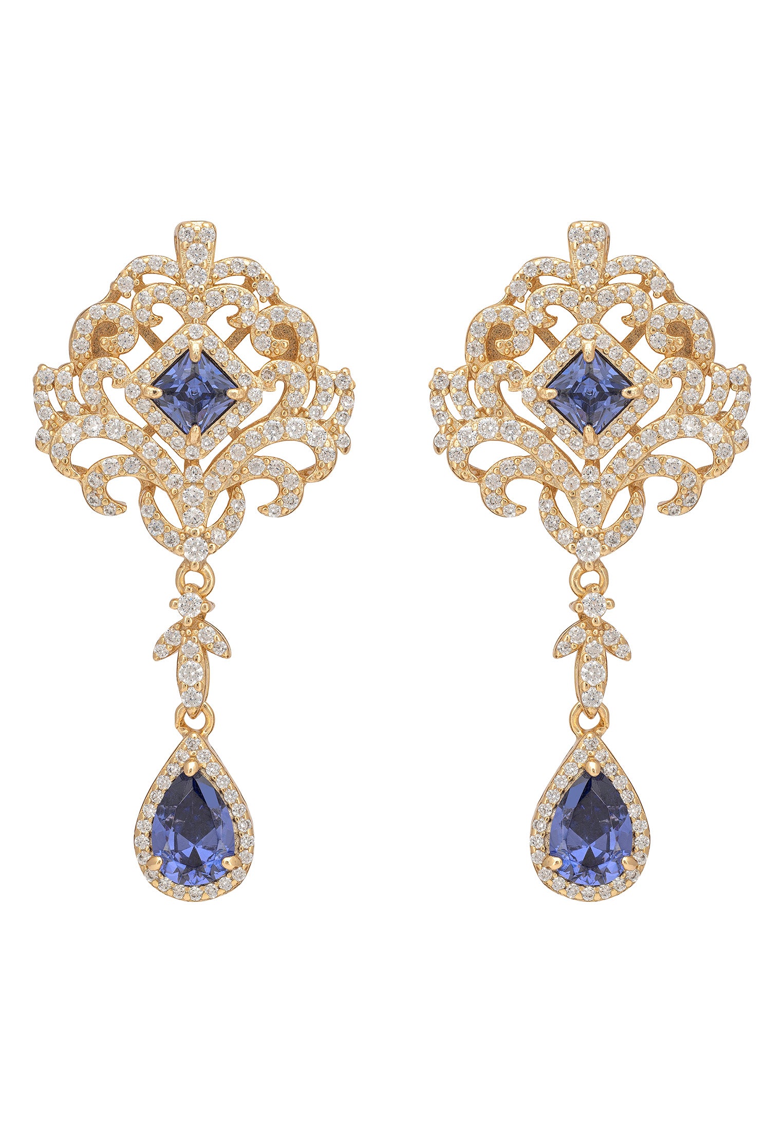 Claridge Drop Earrings Tanzanite Gold