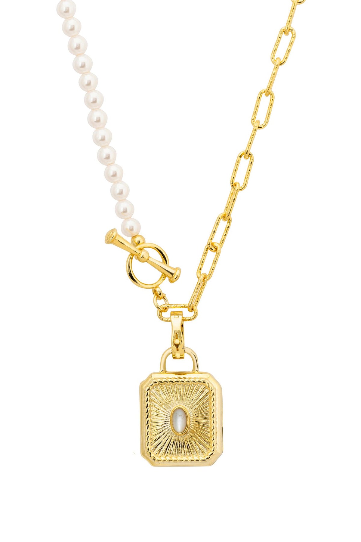 Close-up of the gold locket.