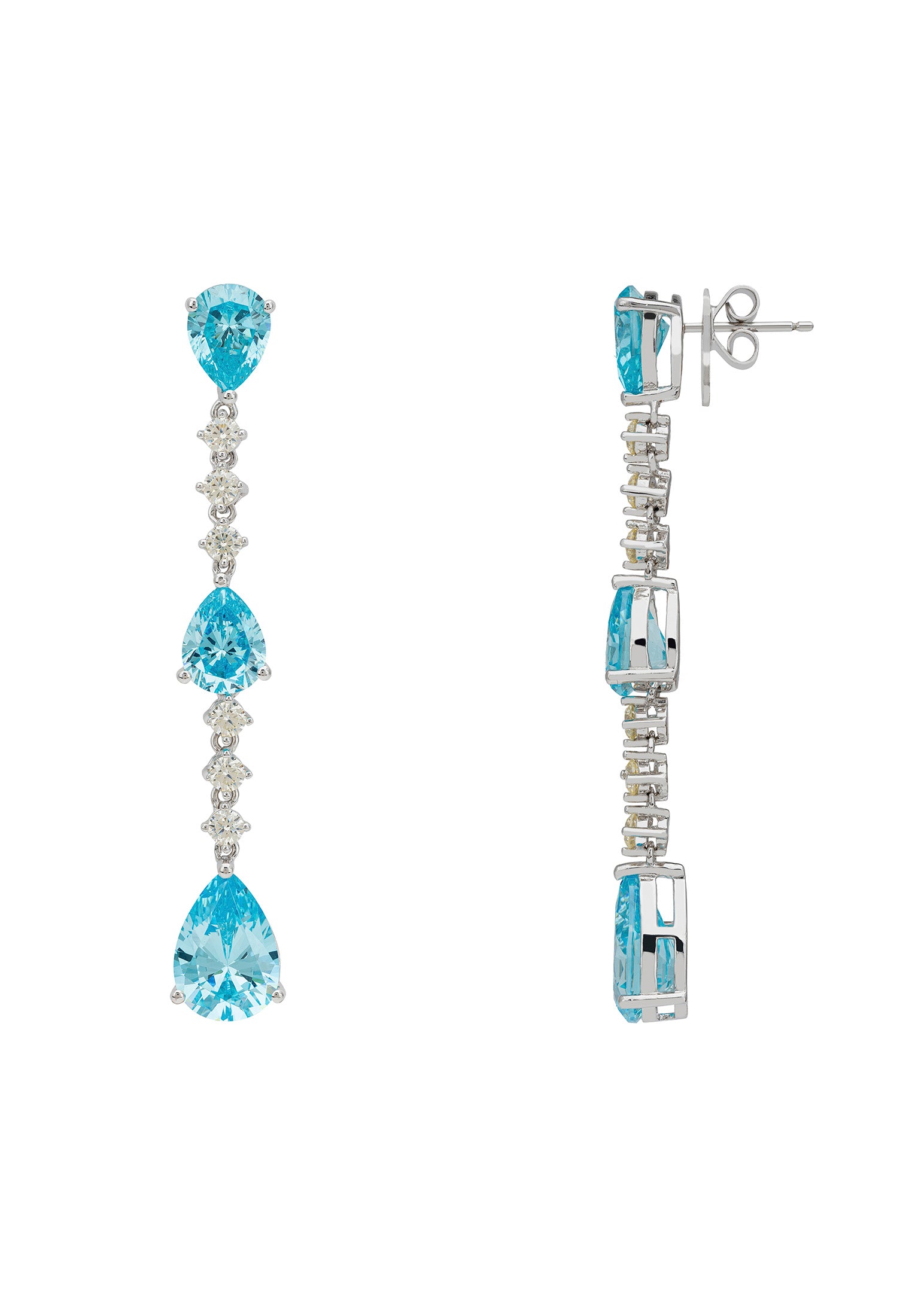 Elizabeth Drop Earrings Blue Topaz Silver