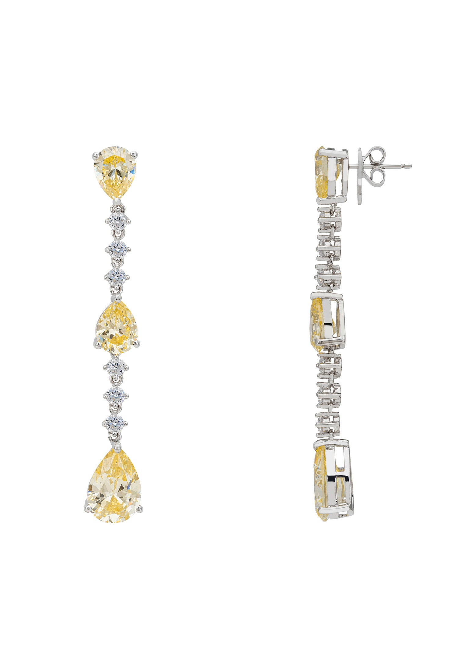 Elizabeth Drop Earrings Yellow Topaz Silver