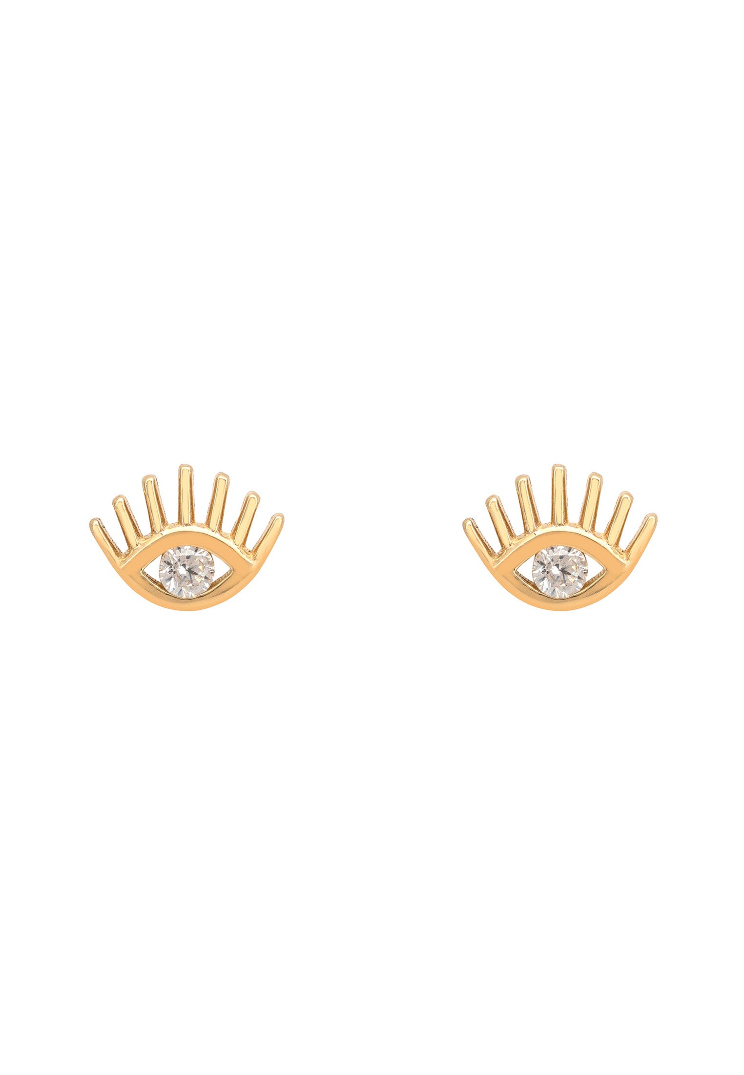 Solid 14k Gold Evil Eye Stud Earrings