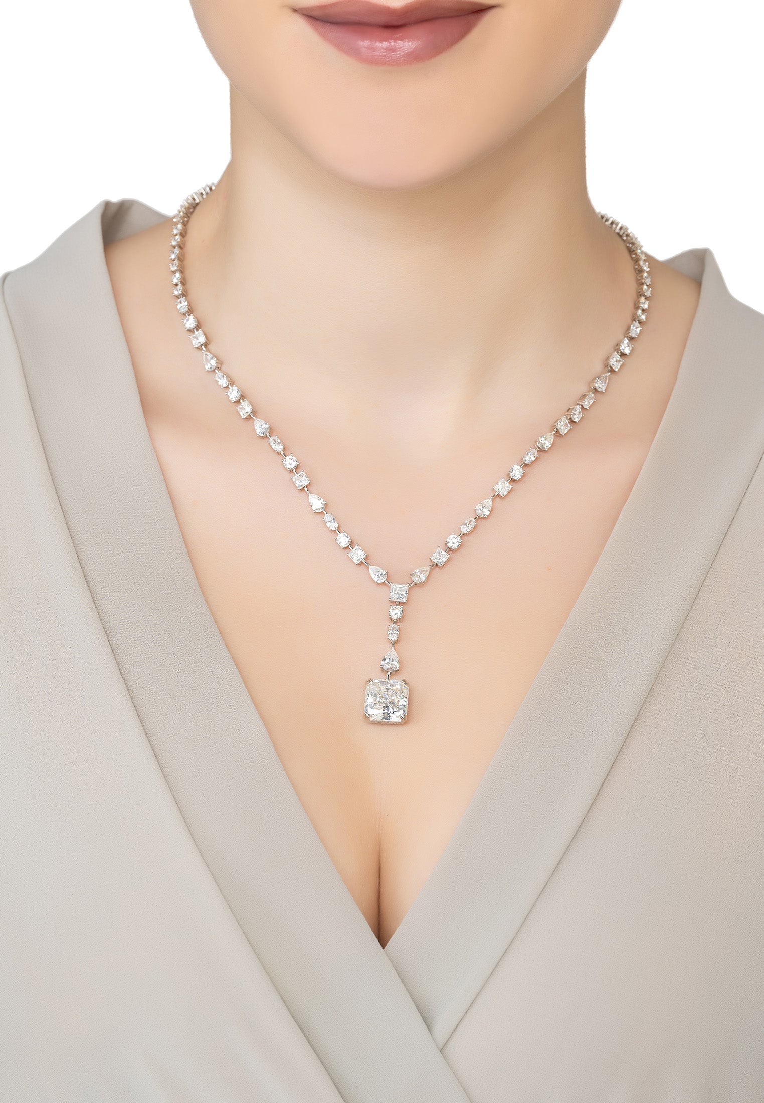Angelina Moissanite Statement Necklace Silver
