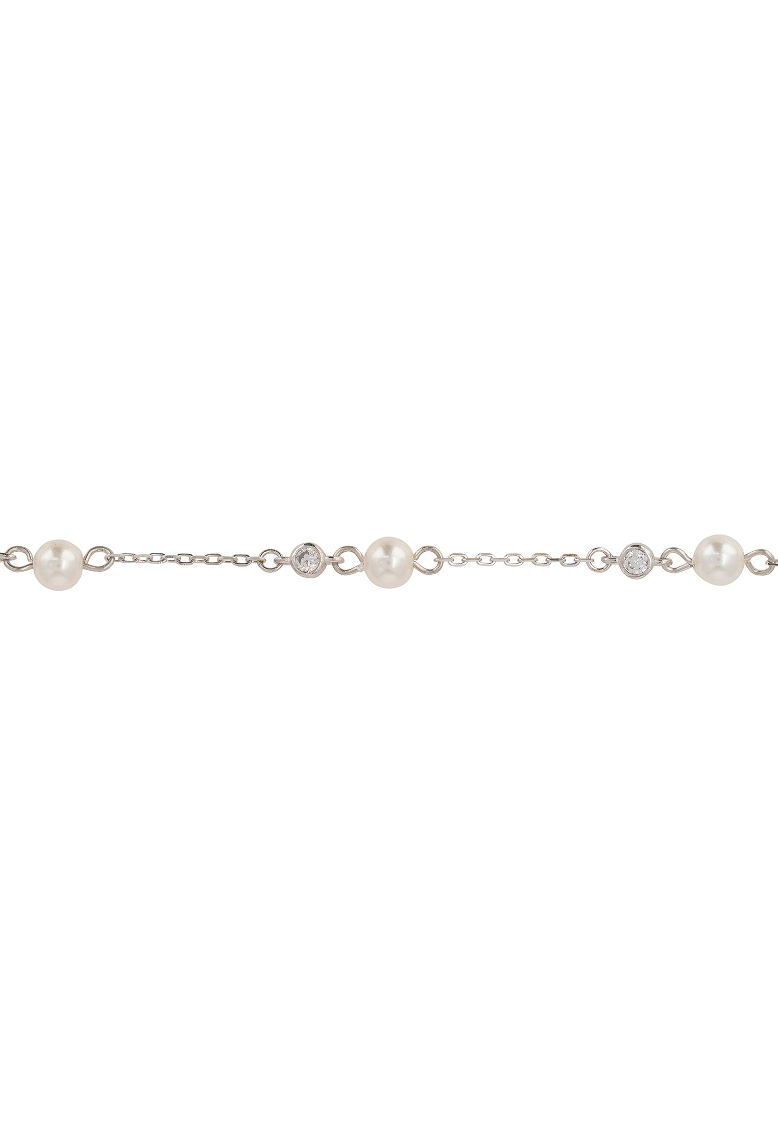 Pearl And Cz Chain Bracelet Silver