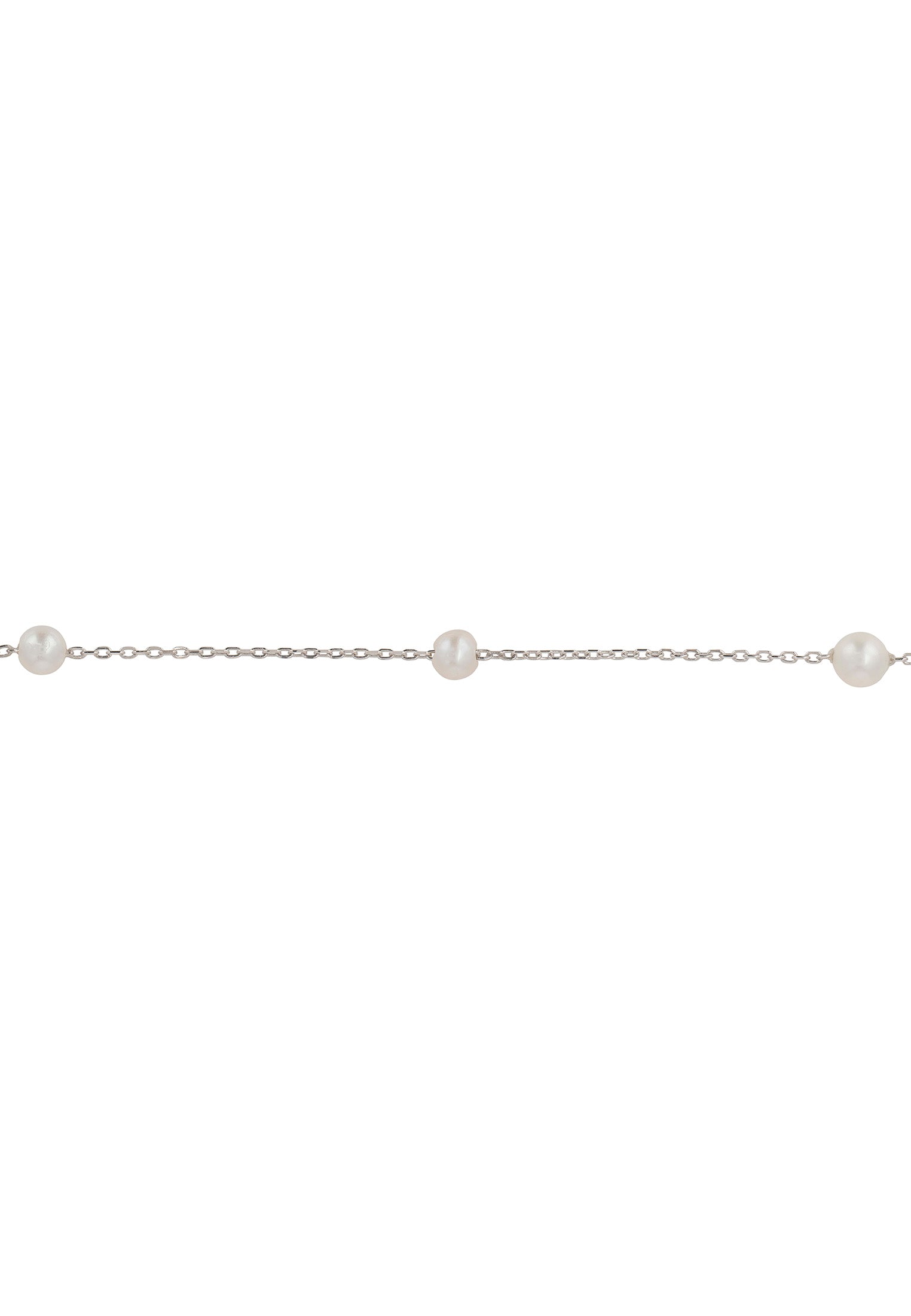 Solid 14k White Gold Natural Spaced Pearl Bracelet