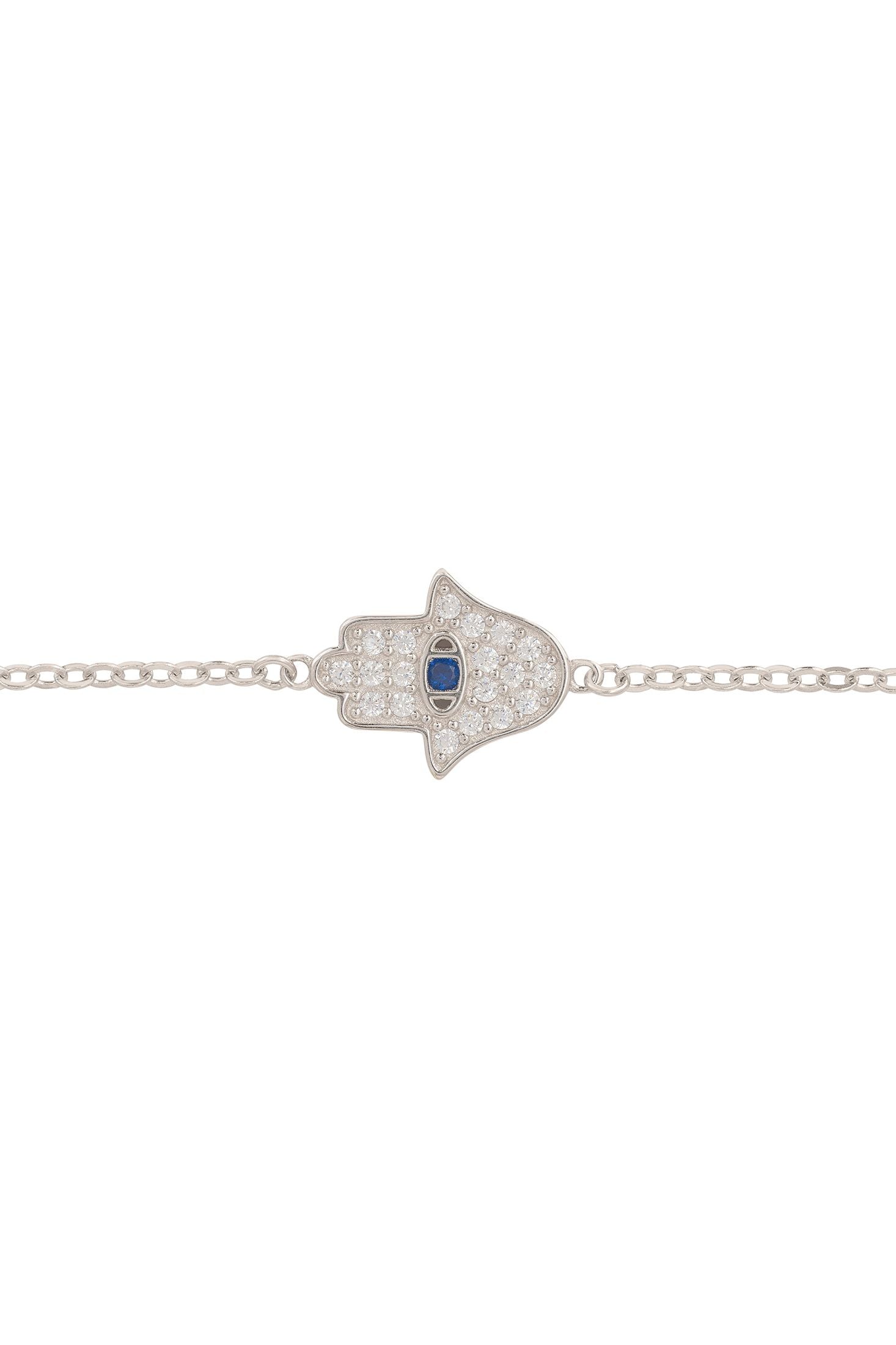 Silver bracelet with a hasma hand pendant