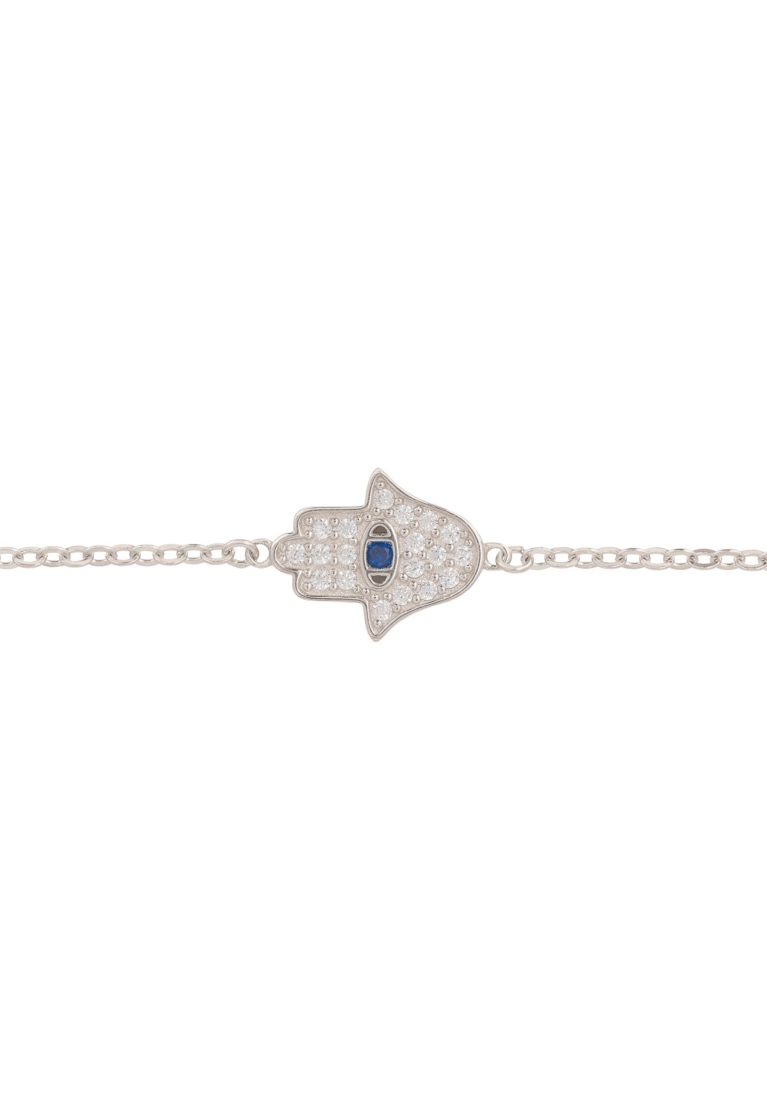 Hamsa Hand With Evil Eye Bracelet Silver