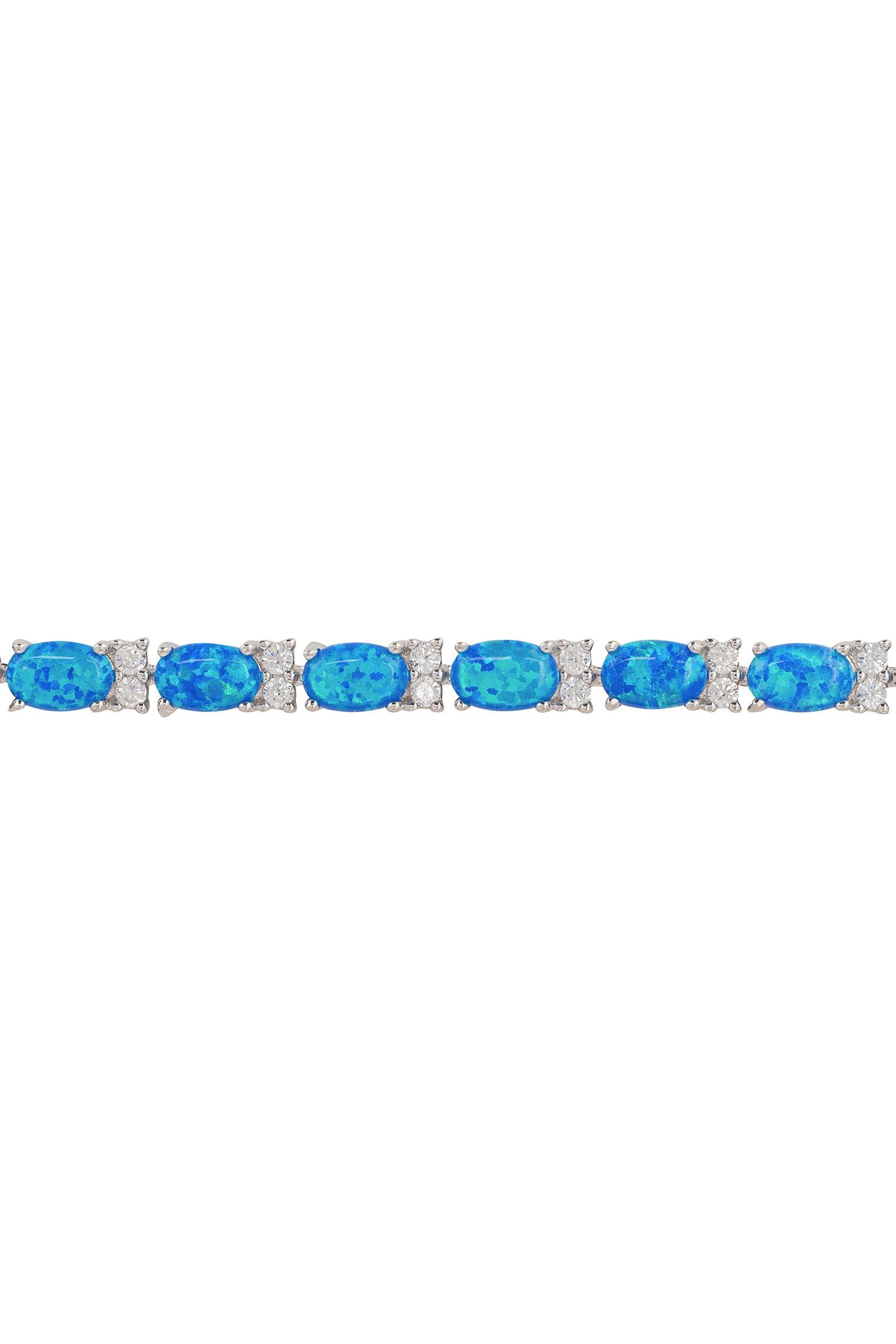 Blue Opal Tennis Bracelet Silver