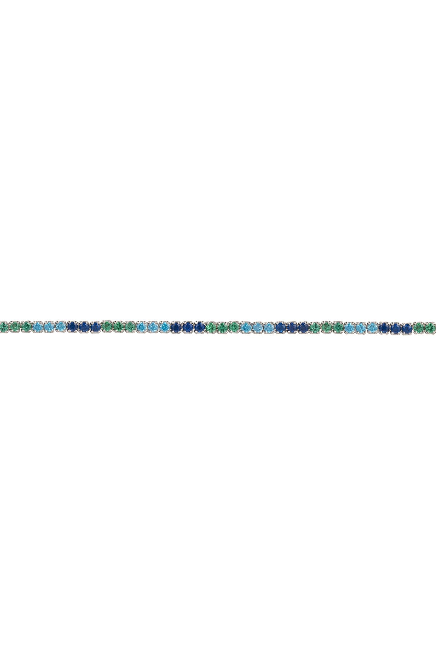 Multicolored gemstone bracelet on a white background