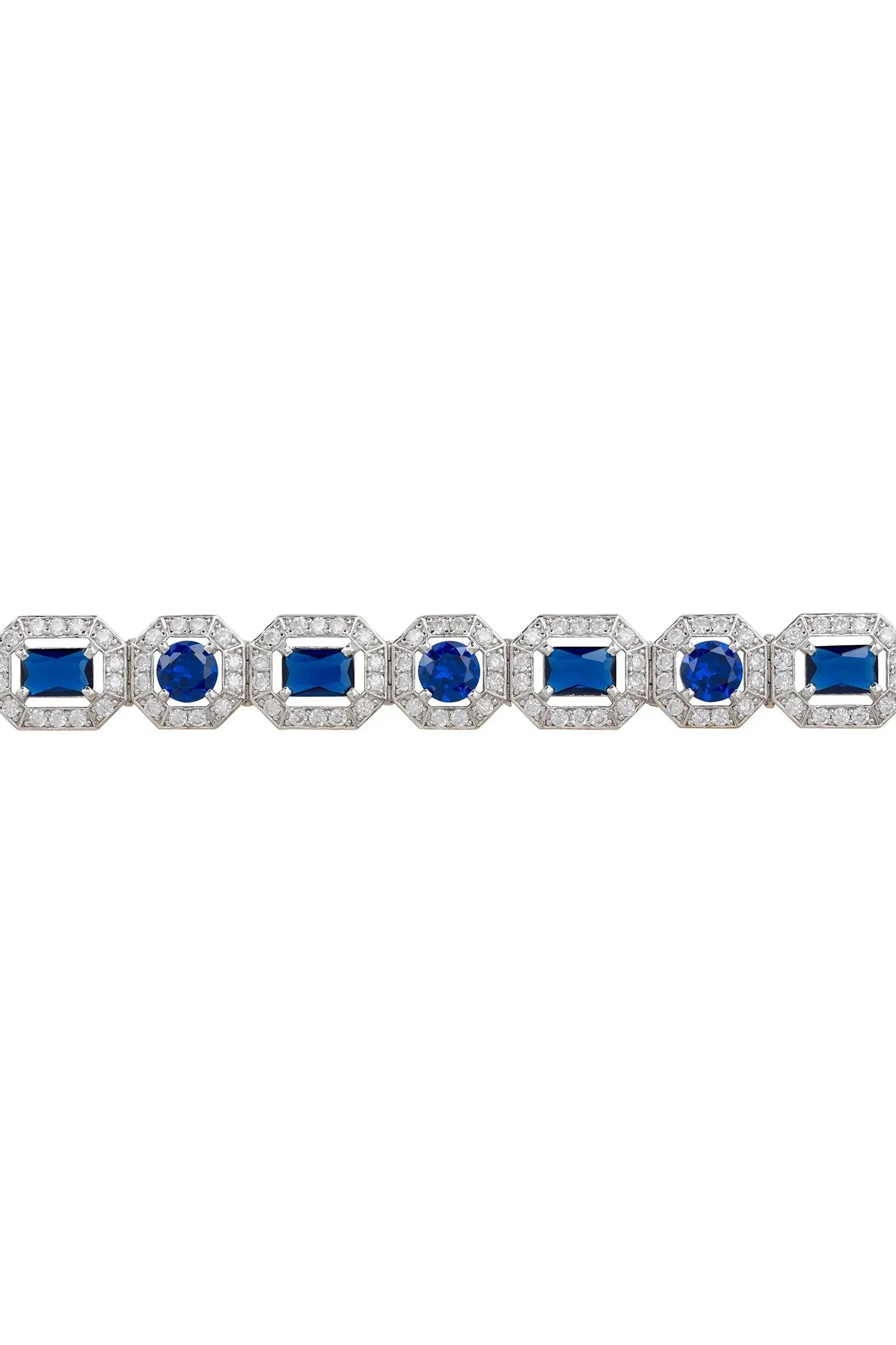 Diamond halo sapphire bracelet.