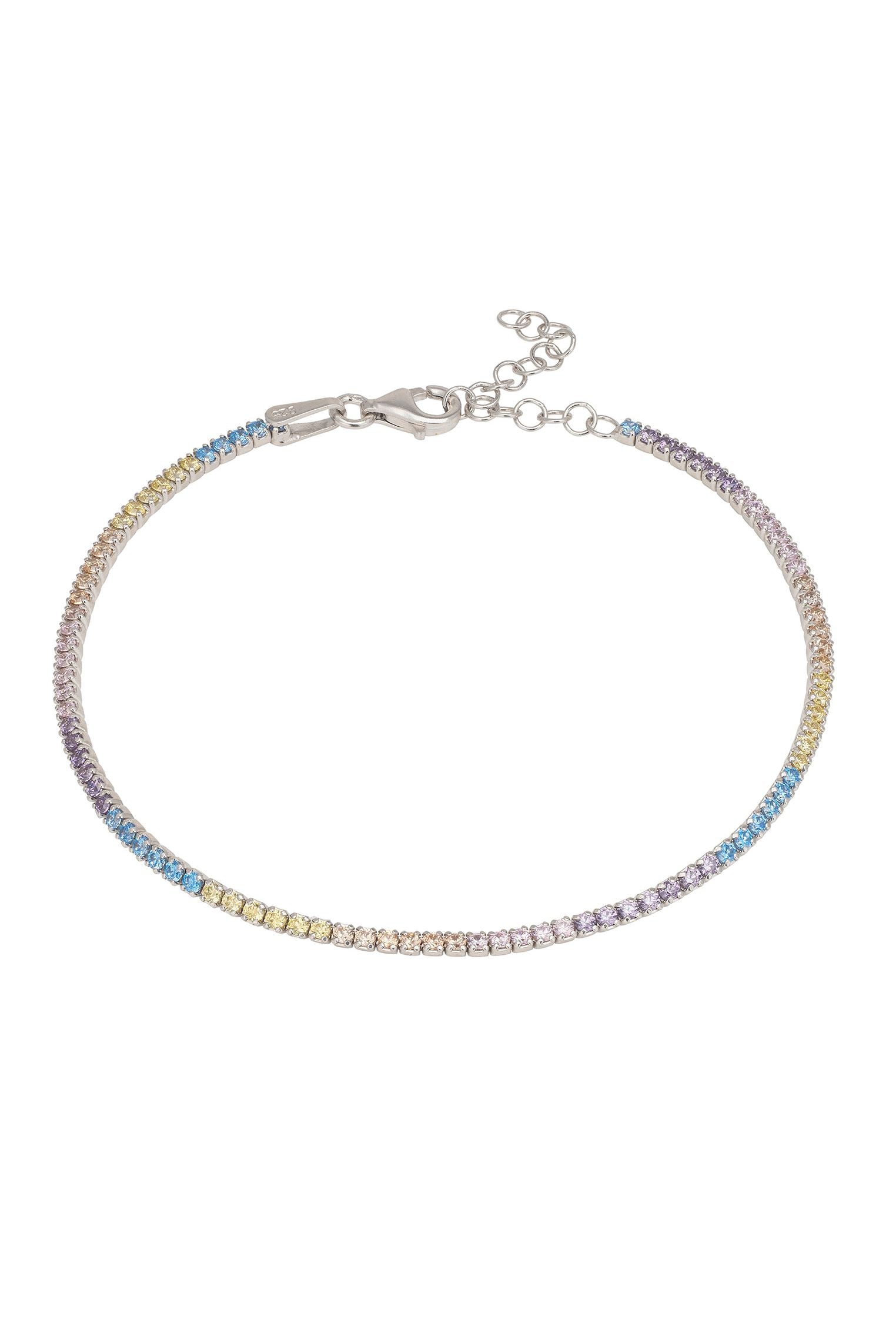 Tennis Bracelet Pastel Rainbow Cz Silver