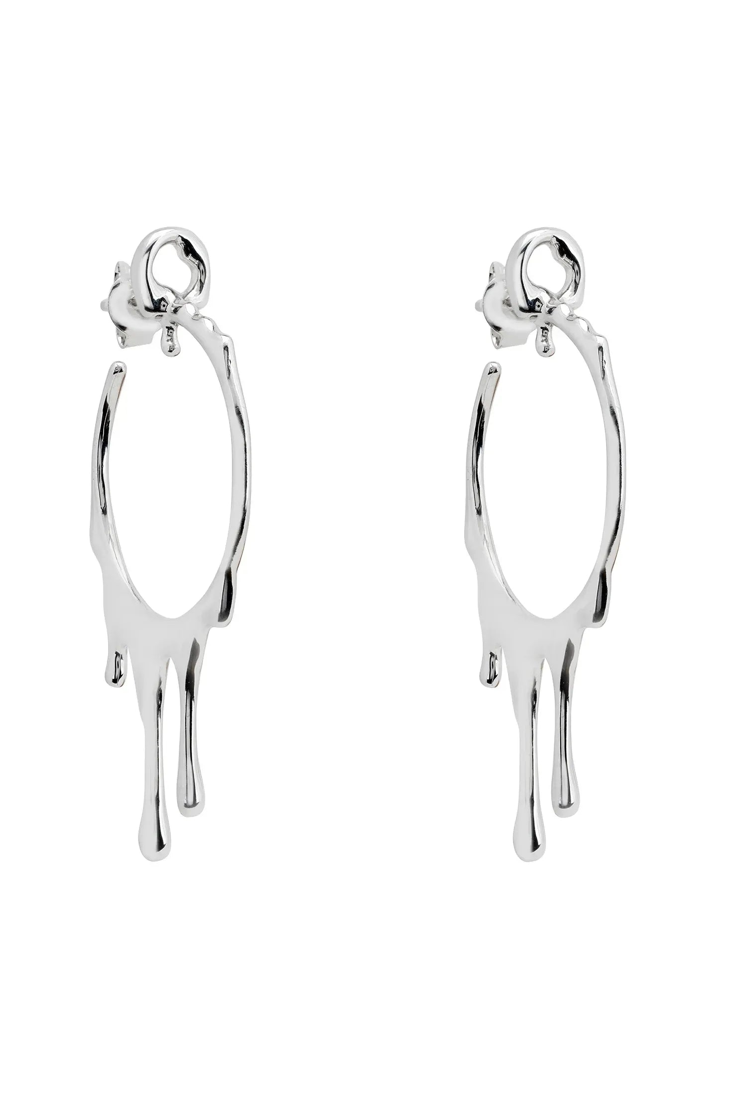 Melting silver hoop earrings.