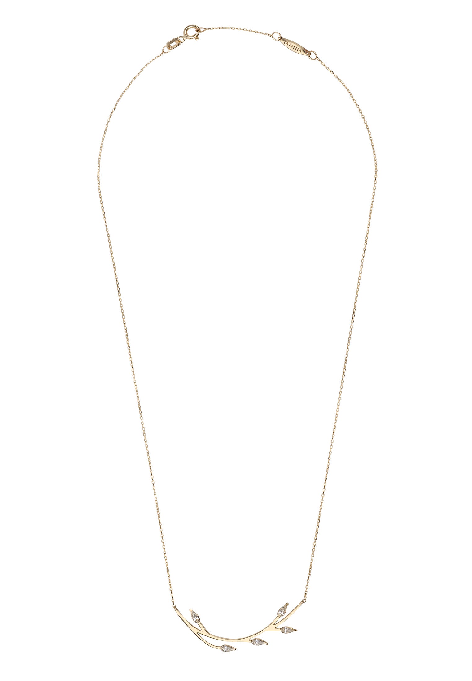 Solid 14k Gold Blooming Branch Necklace