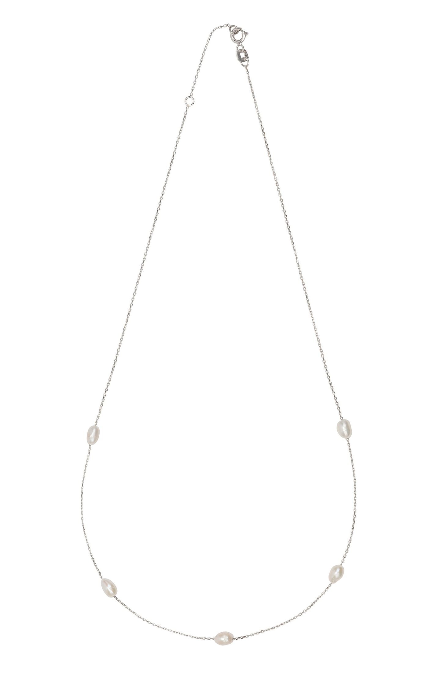 Necklace with small pearls on a white background