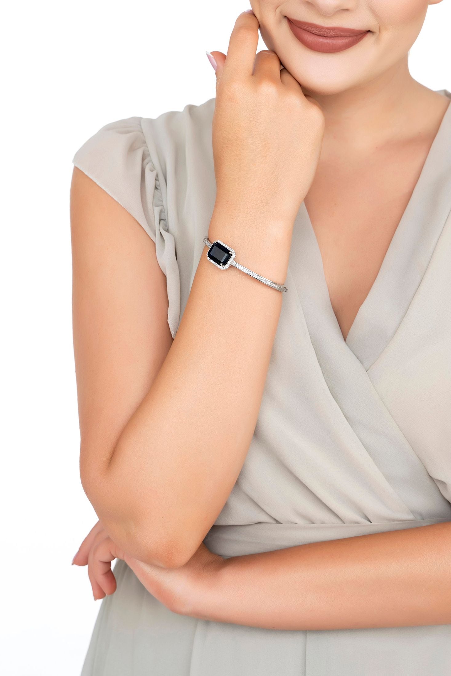 The bracelet worn by a model.
