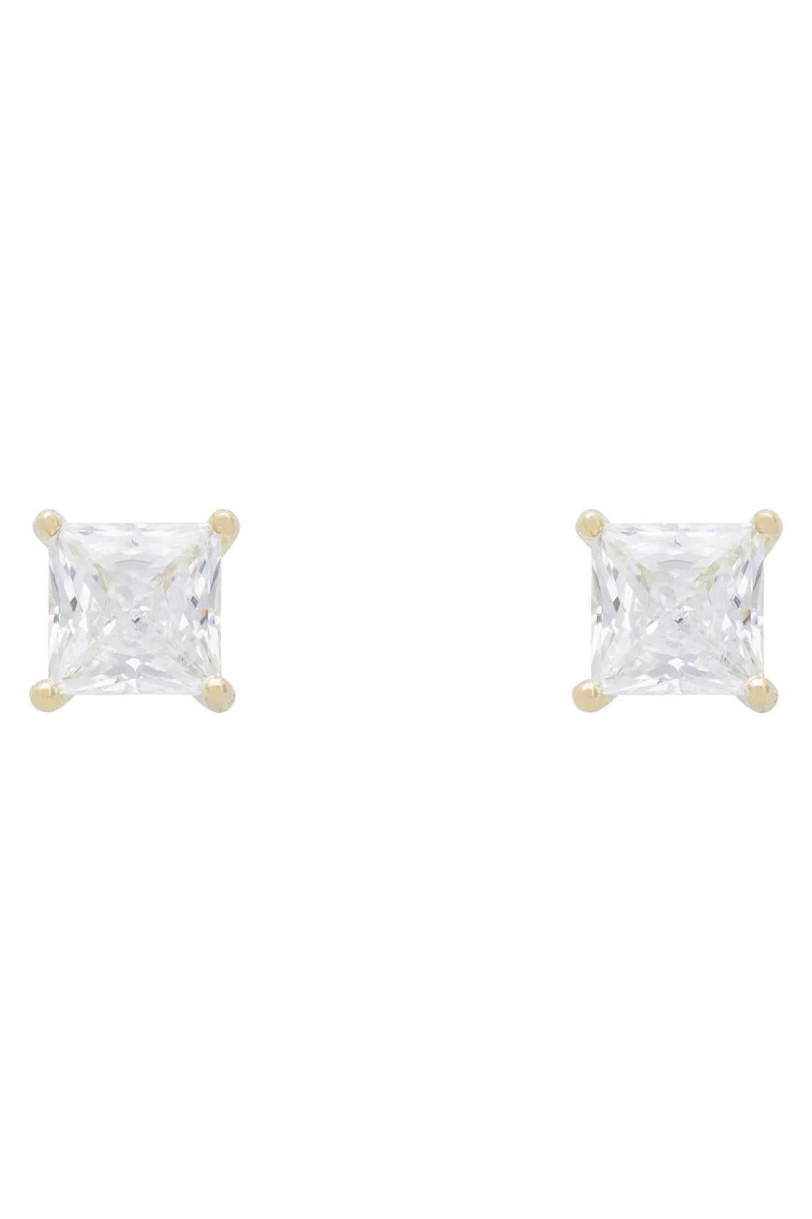 Square diamond gold stud earrings.