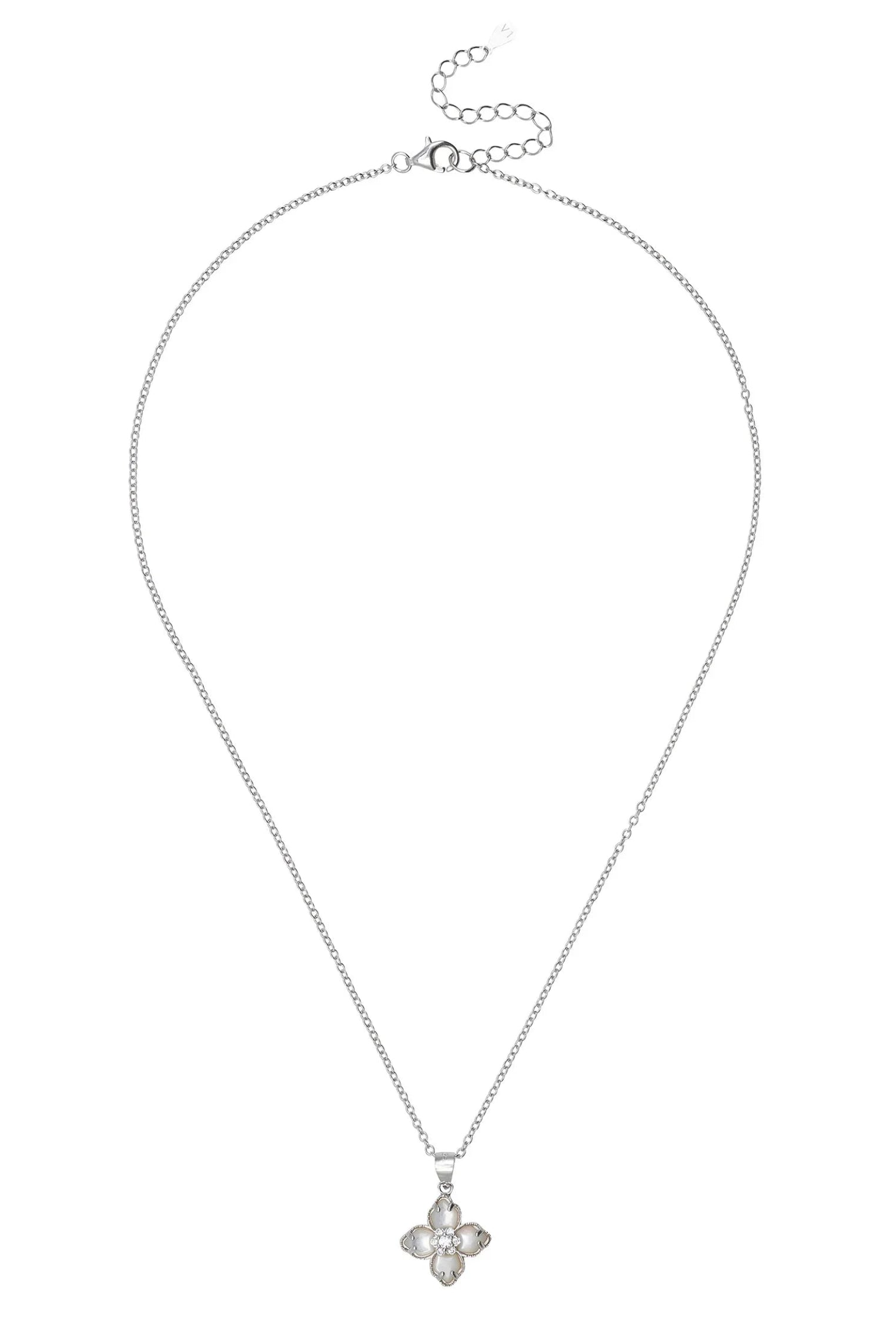 White clover silver necklace.