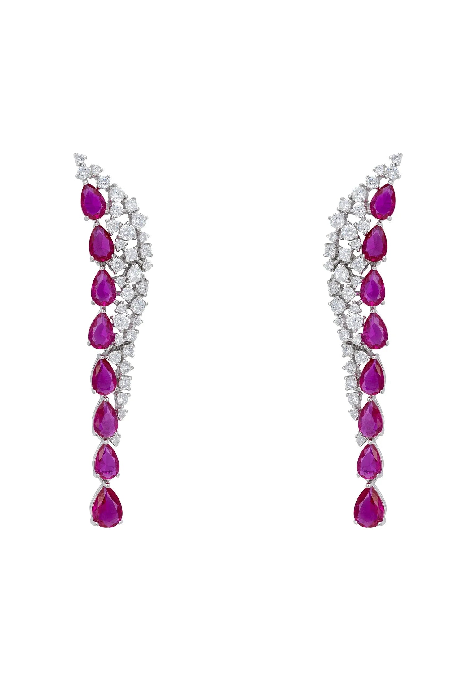 Ruby teardrops diamond earrings.