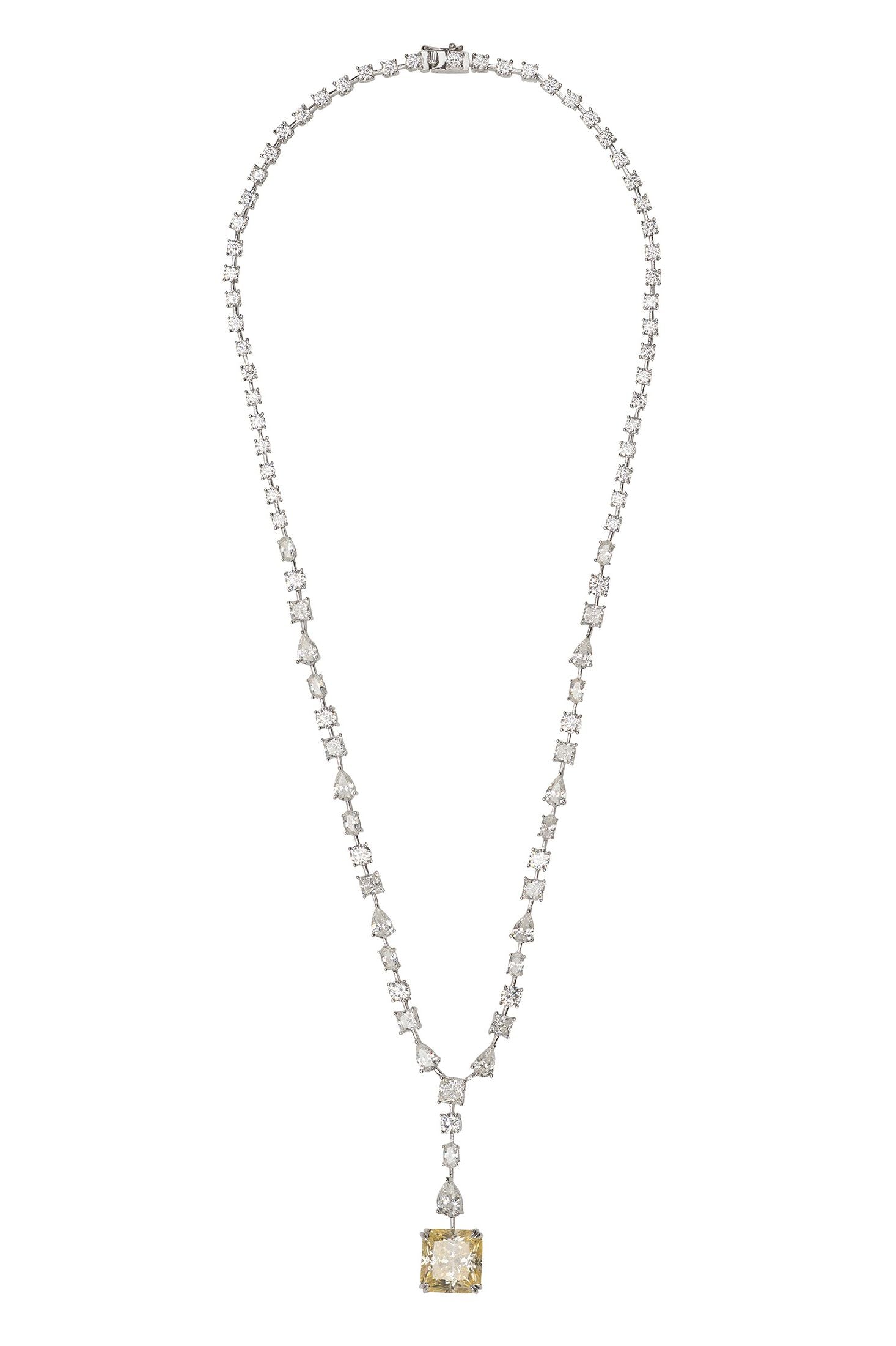 Necklace with a square pendant on a white background