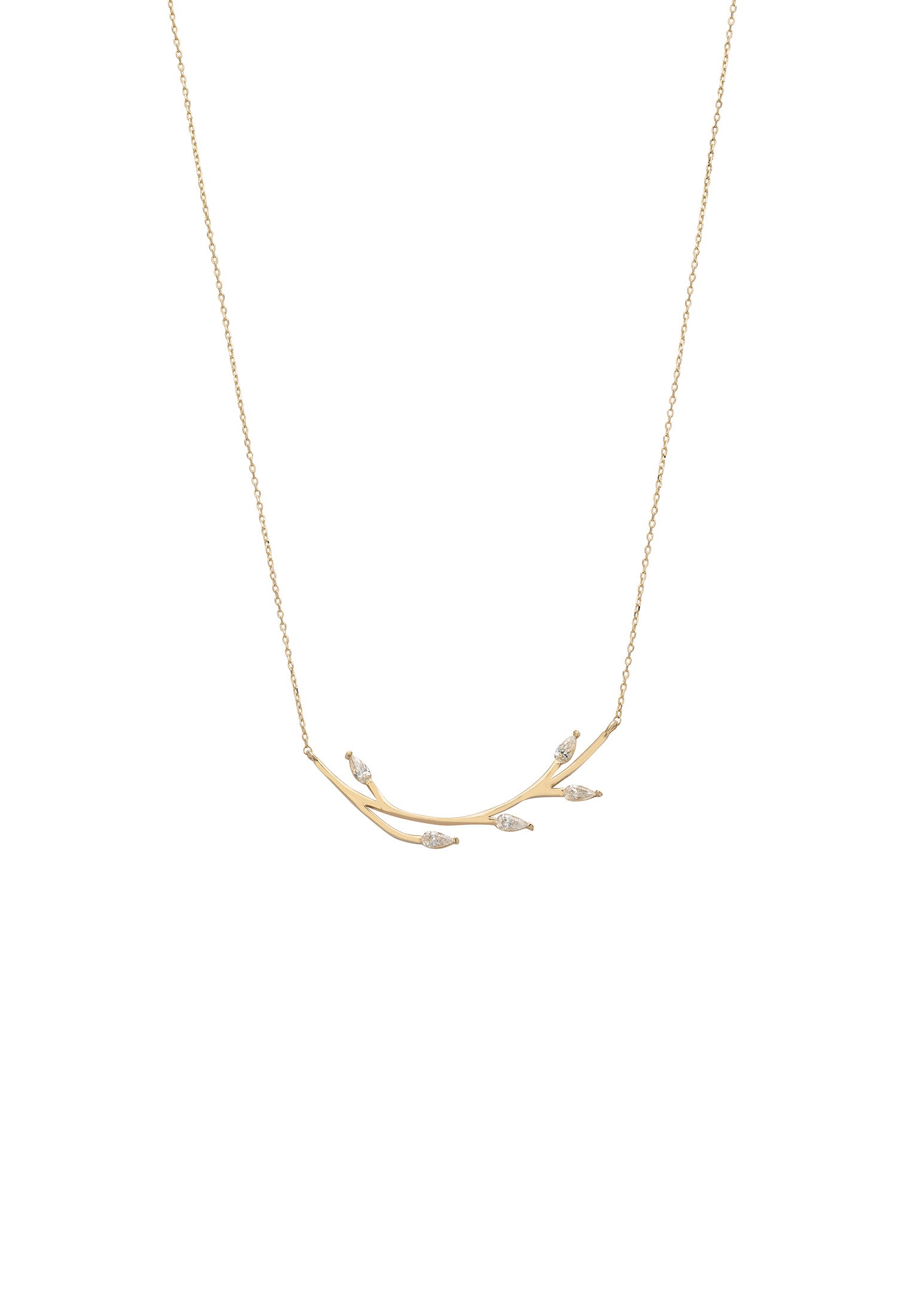 Solid 14k Gold Blooming Branch Necklace