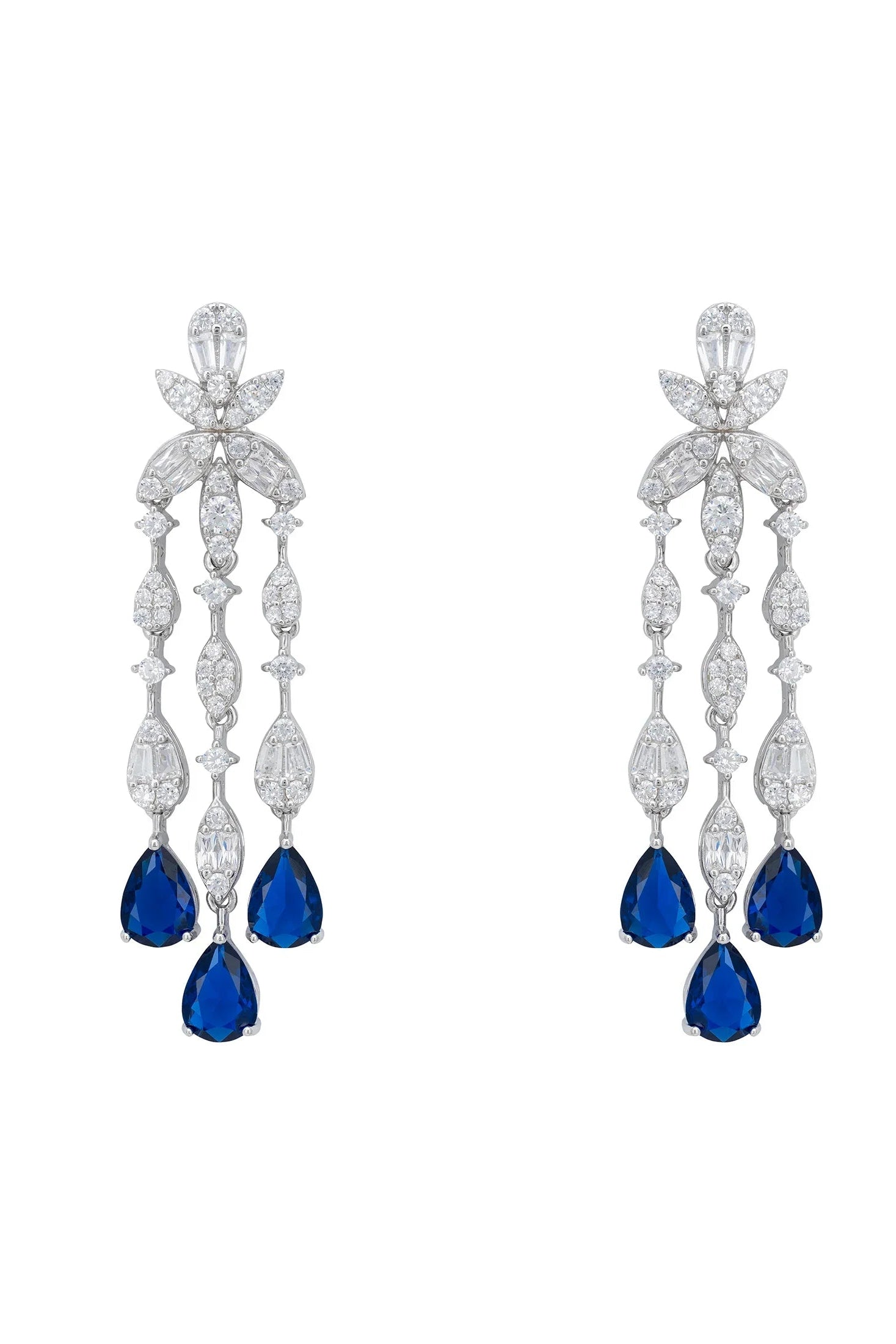Sapphire teardrops delicate diamond drop earrings.