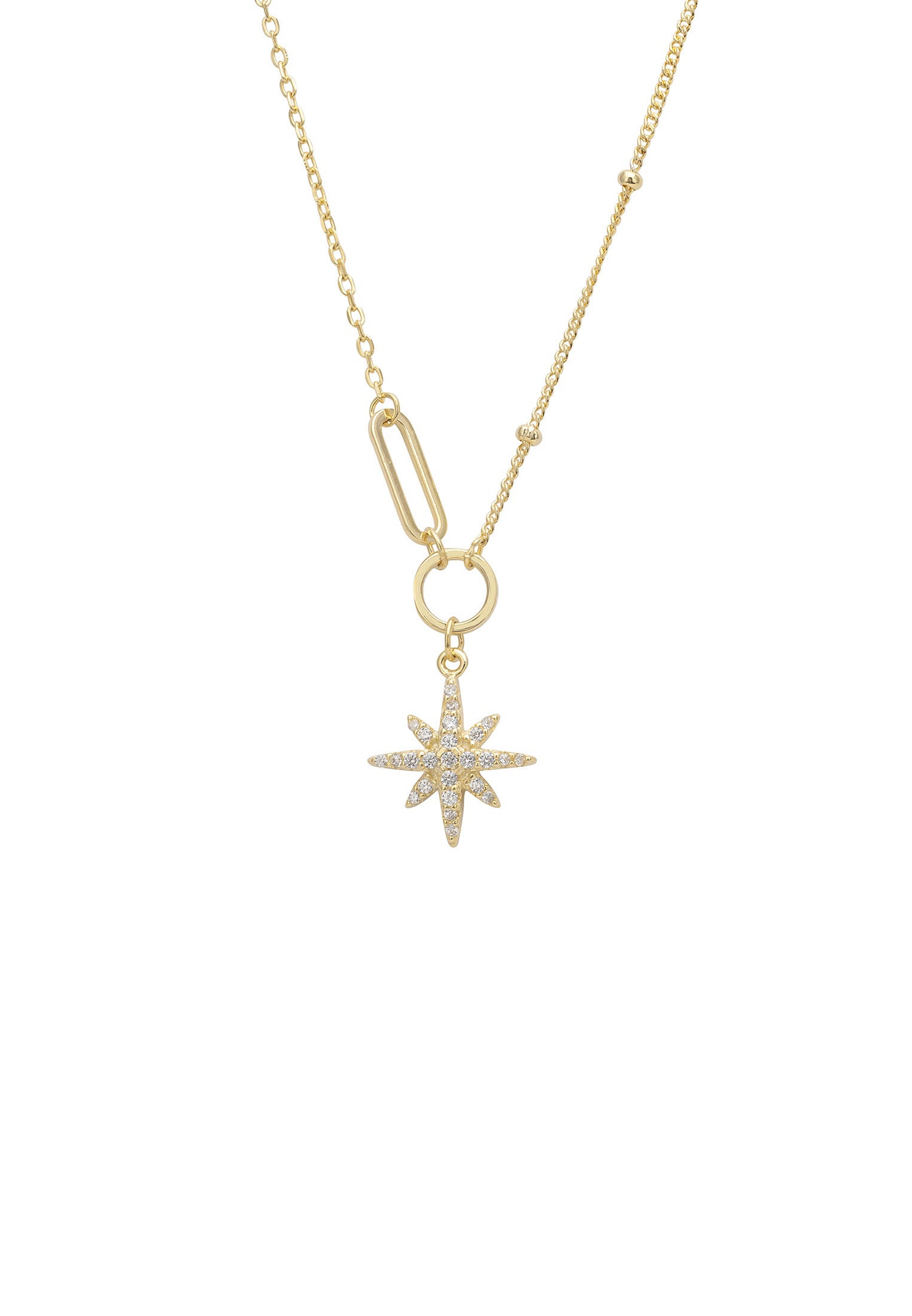 Lyra Starburst Pendant Necklace Gold