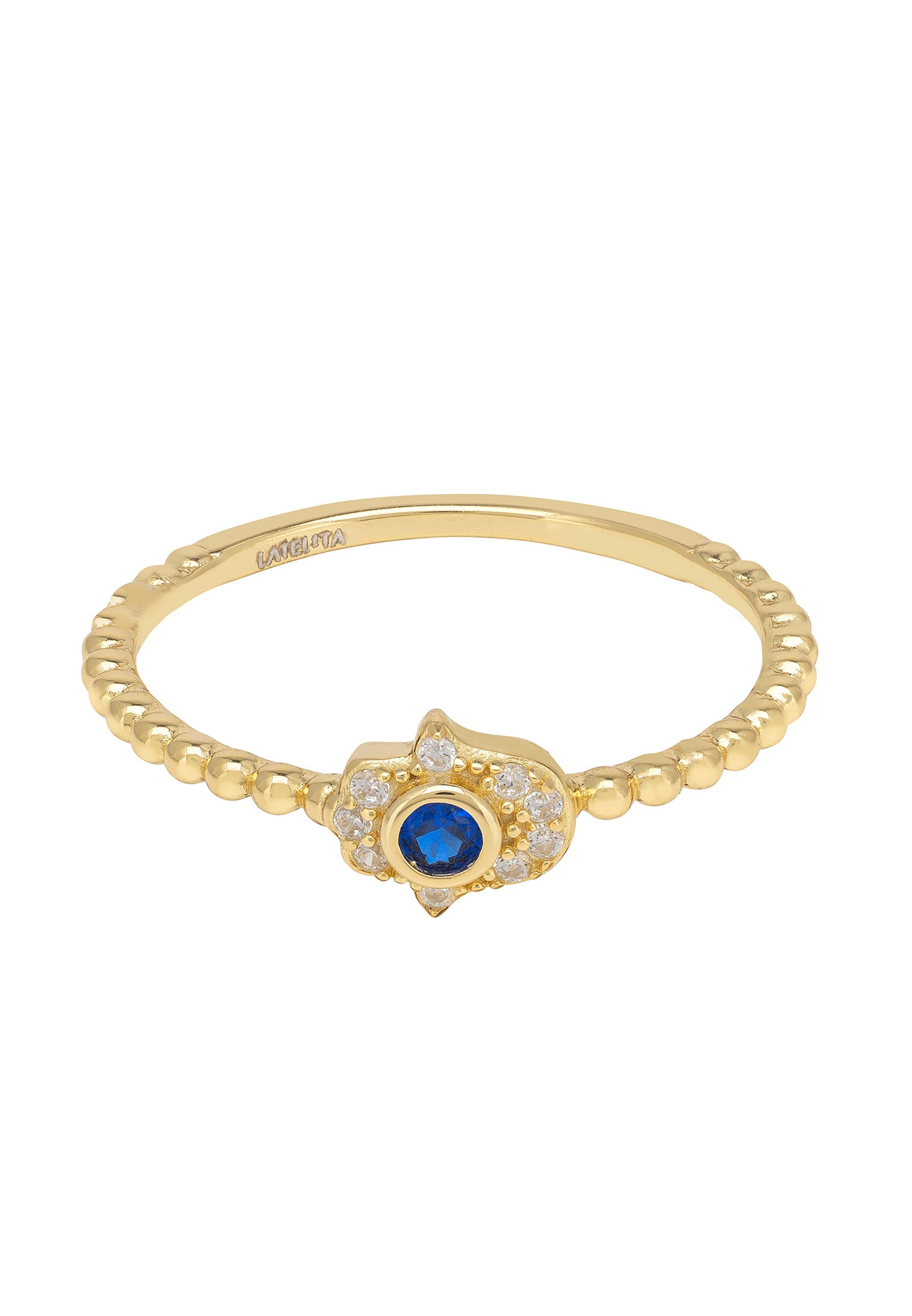 Hamsa Hand Sapphire Ring Gold