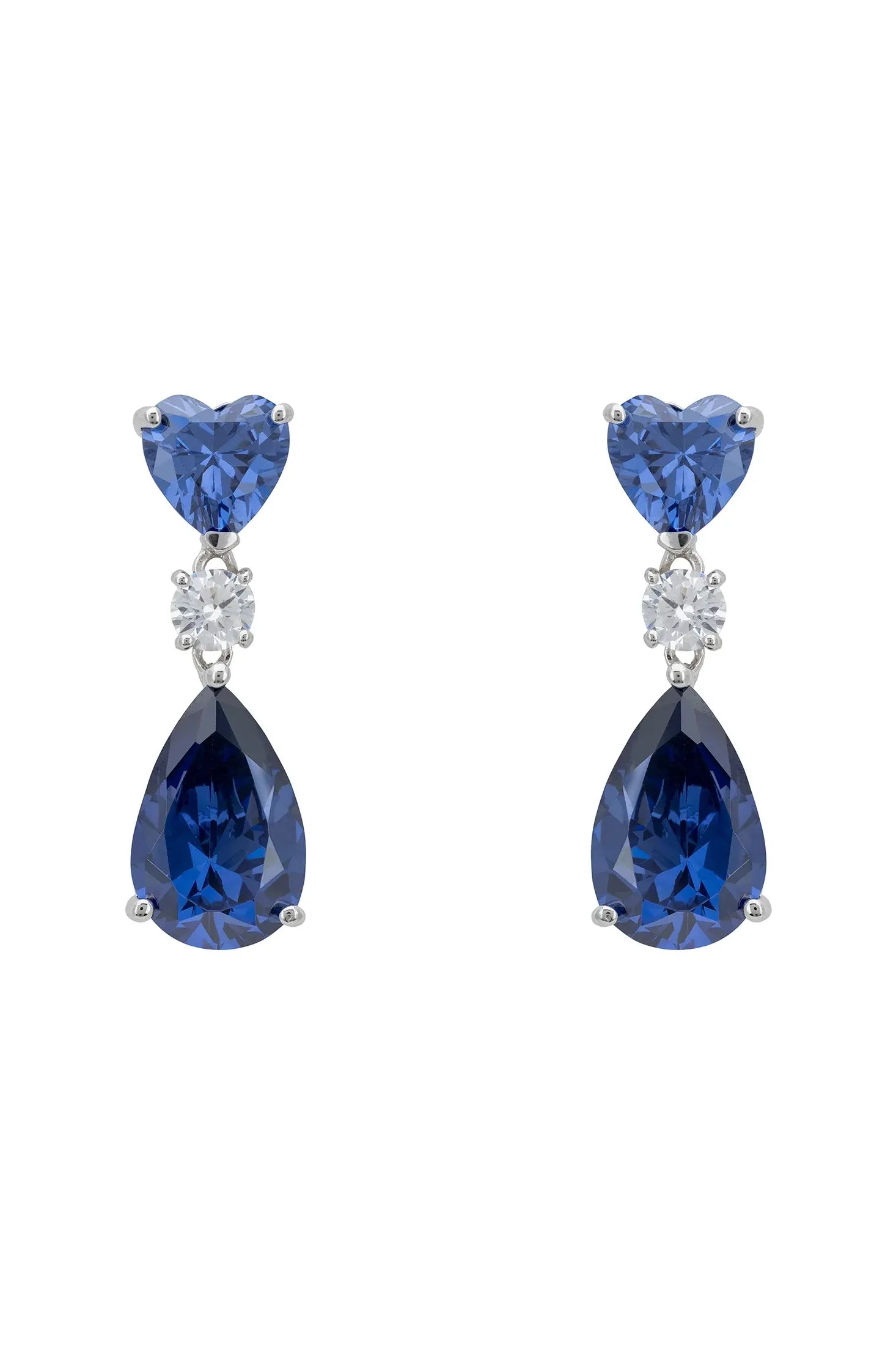 Sapphire heart and teardrop earrings.