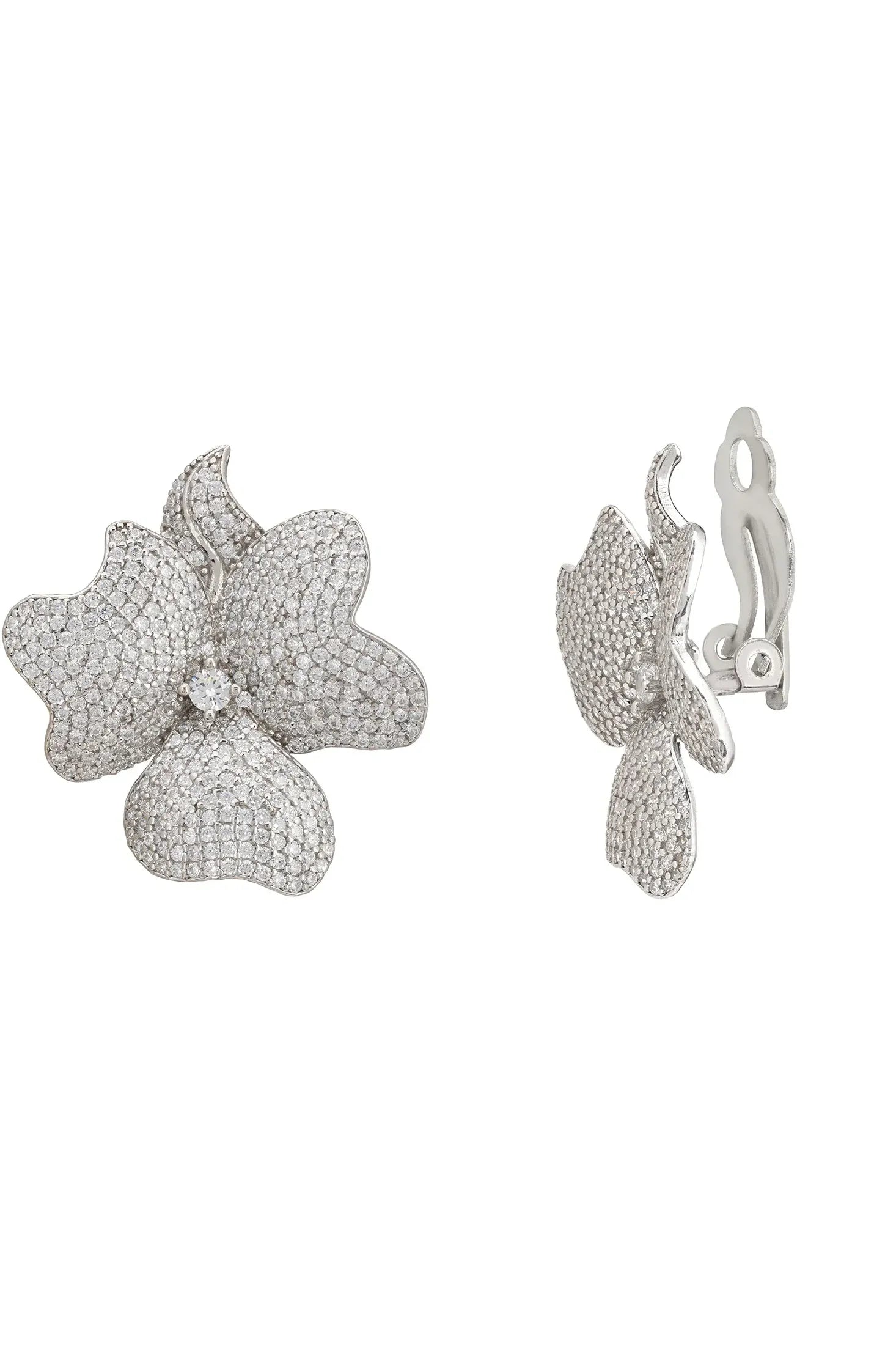 The clip-on backing of the earrings.