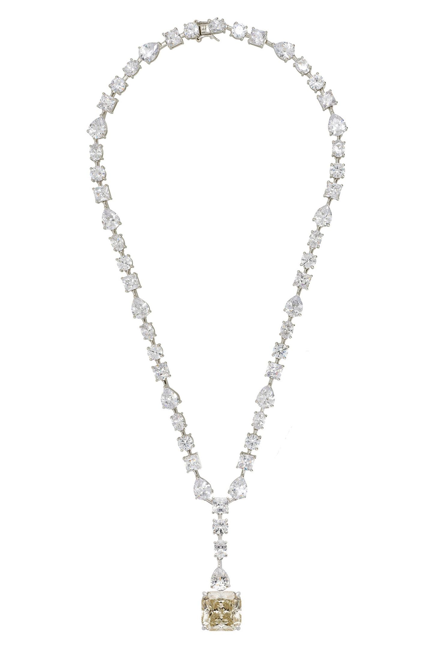 Square moissanite centerpiece diamond necklace.