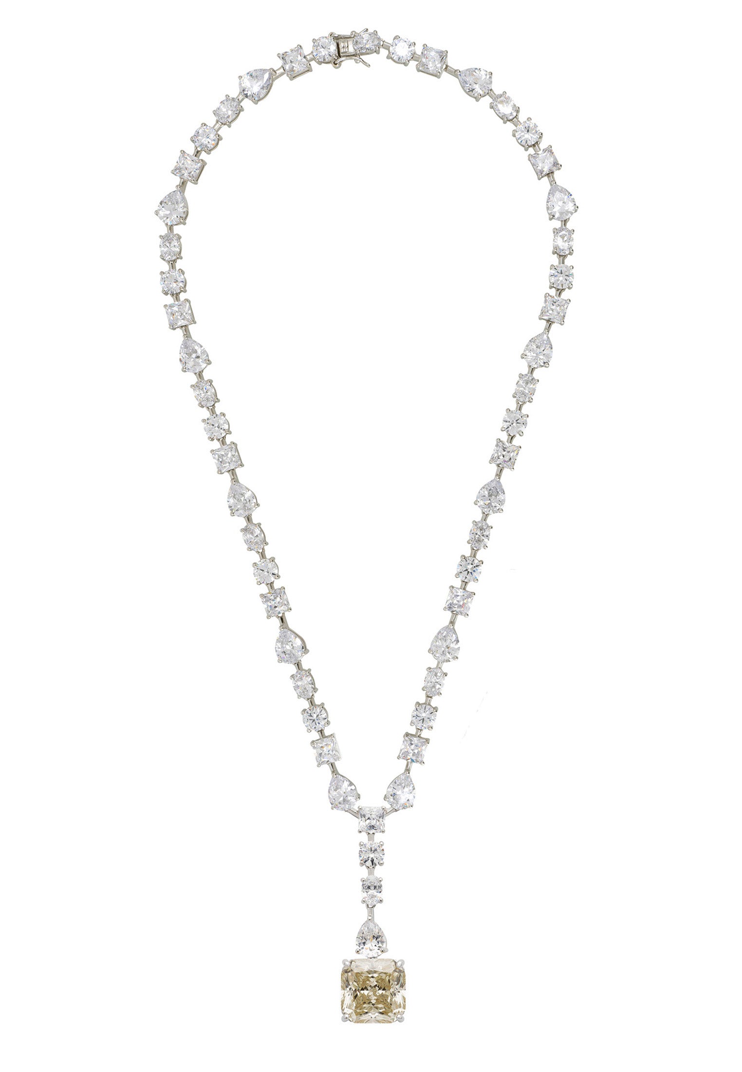 Square moissanite centerpiece diamond necklace.