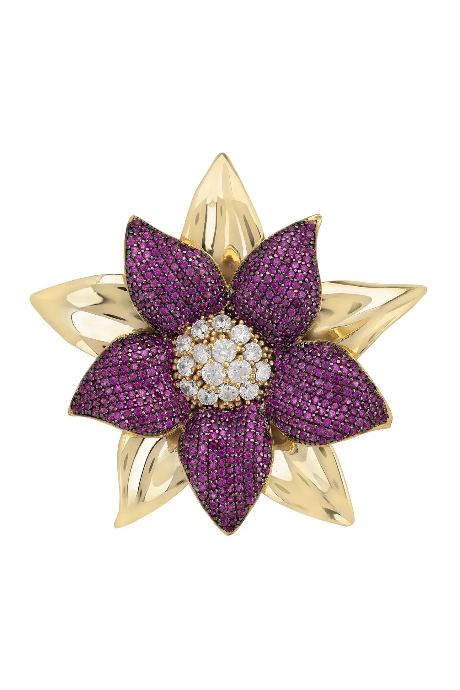 Gold and purple large flower ring.