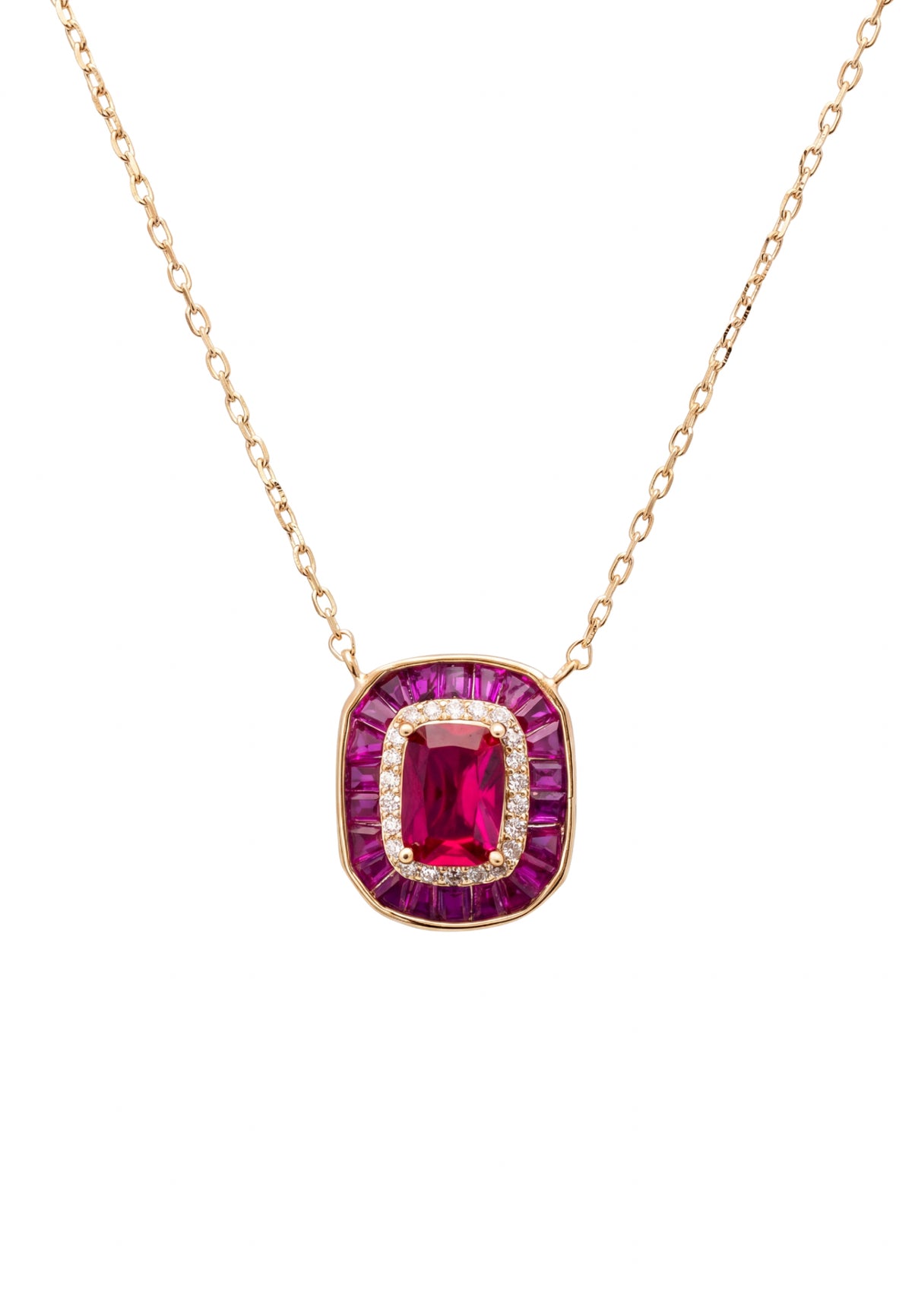 Great Gatsby Collier pendentif Rubis Doré