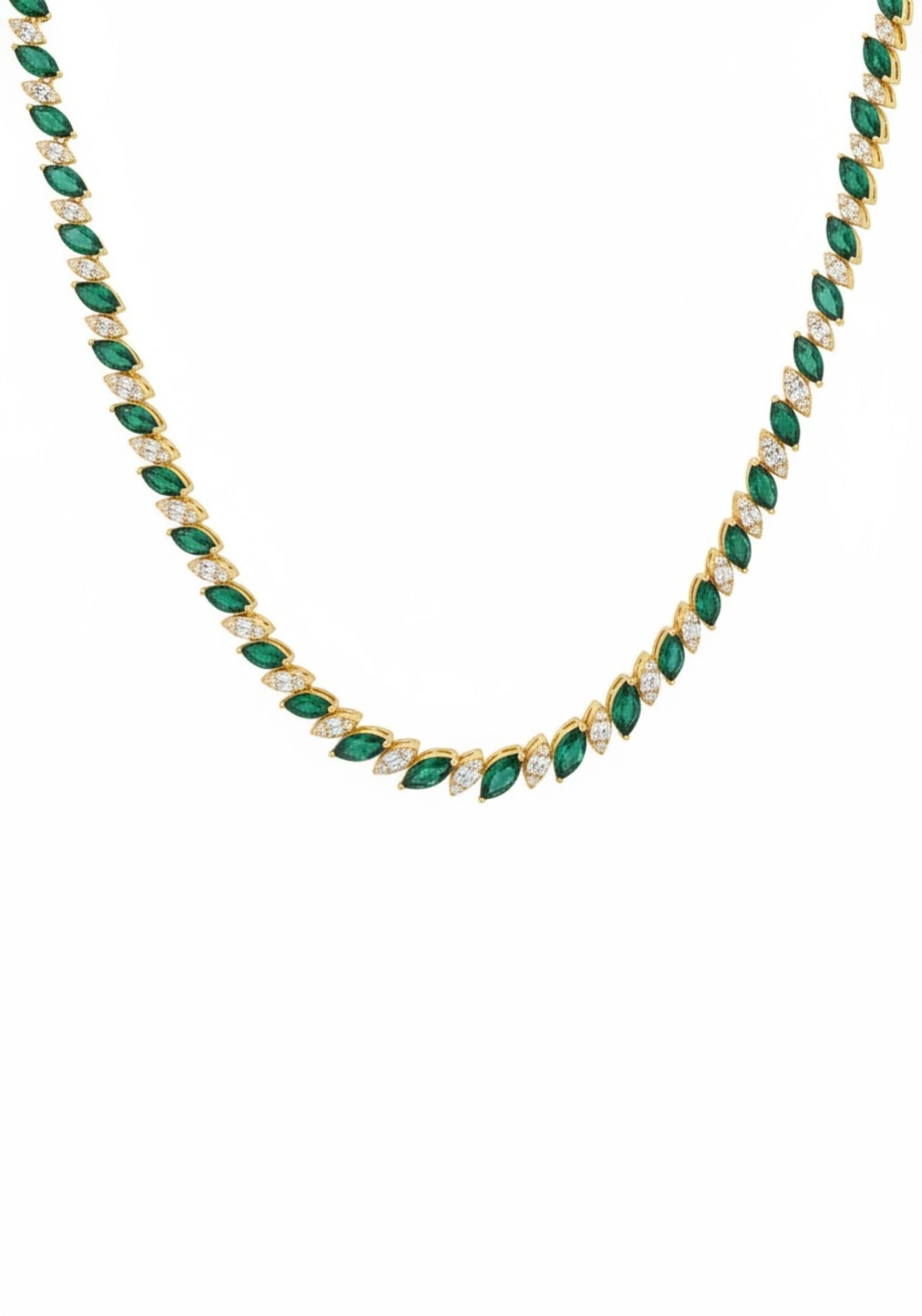 Viscountess Statement Tennis Necklace Emerald Gold