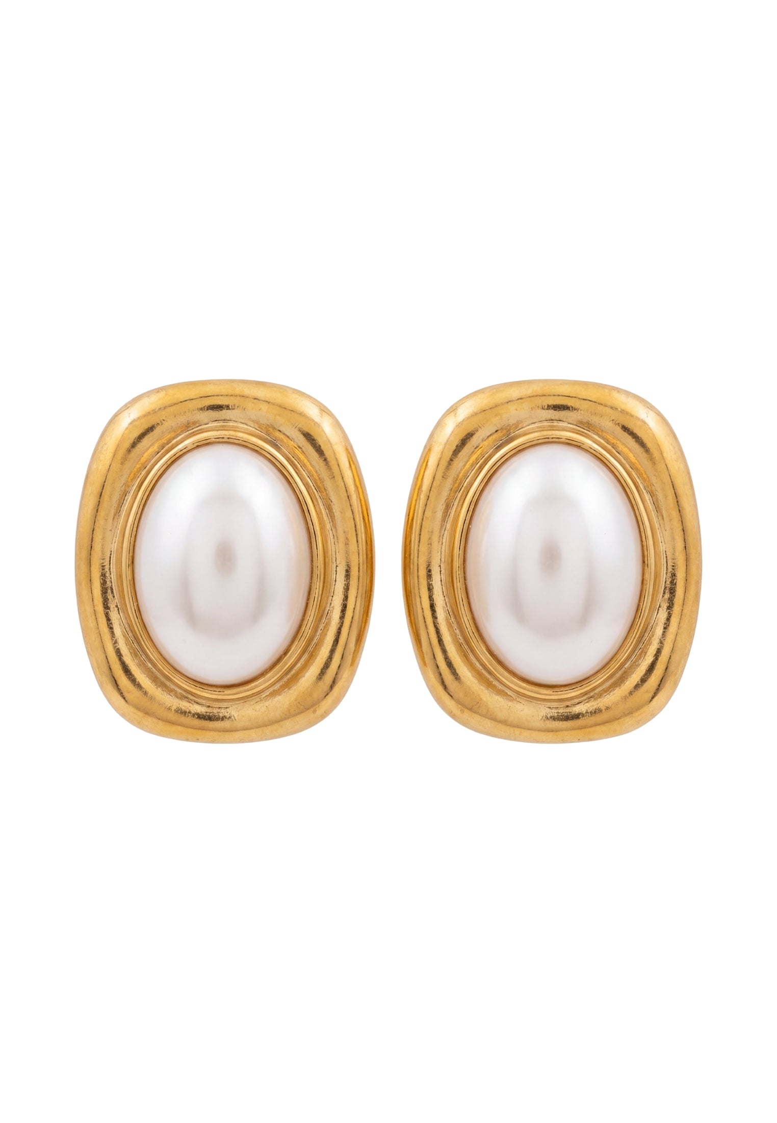 Carrington Oval Pearl Knot Earrings Gold