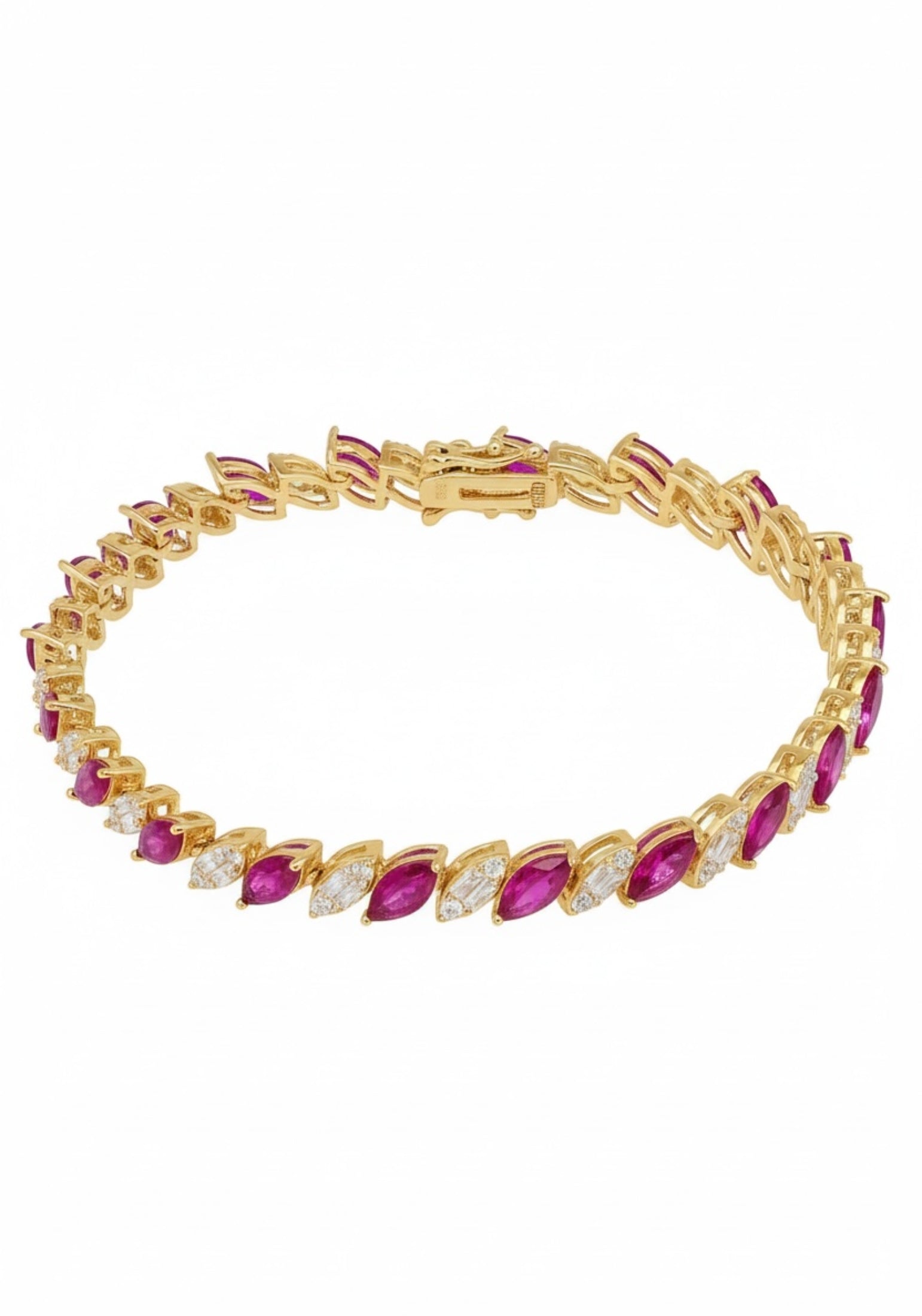 Diamond and ruby gold bracelet.