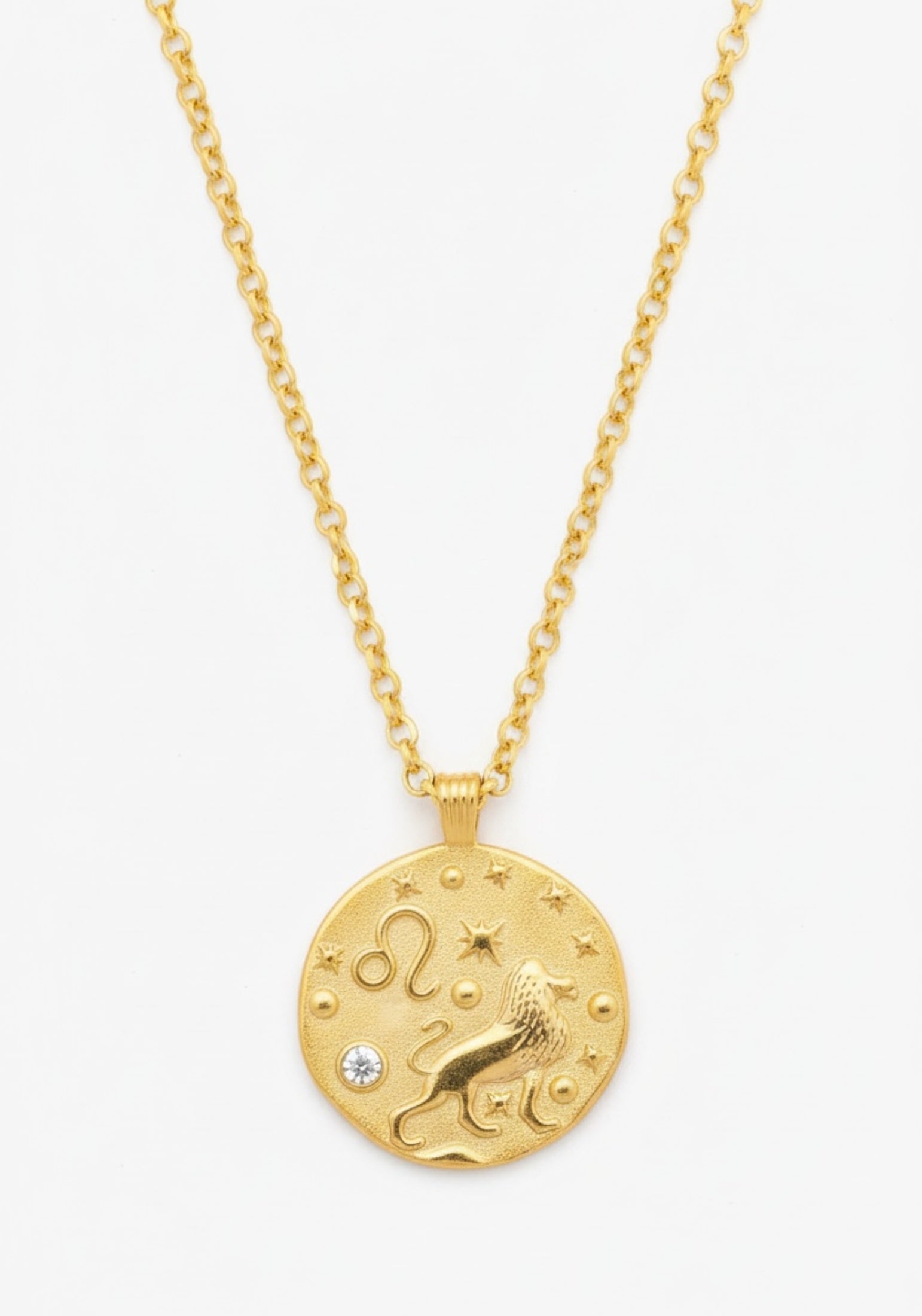 Zodiac Birthstone Talisman Necklace Leo Gold