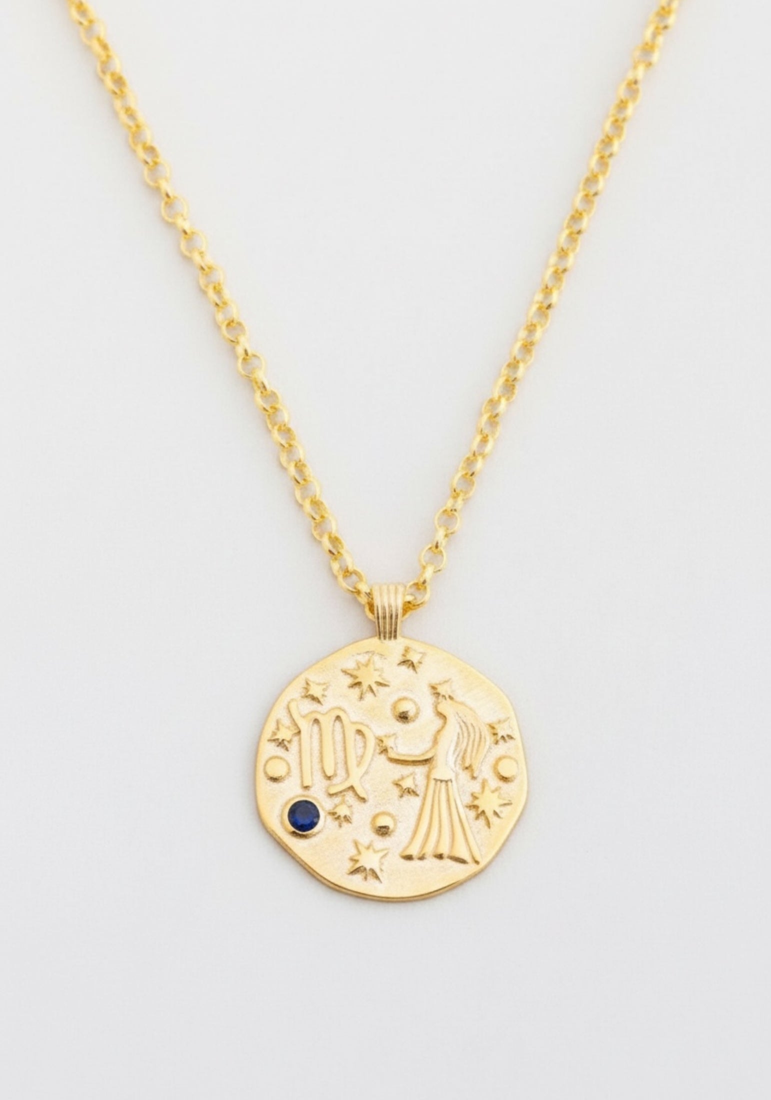 Zodiac Birthstone Talisman Necklace Virgo Gold