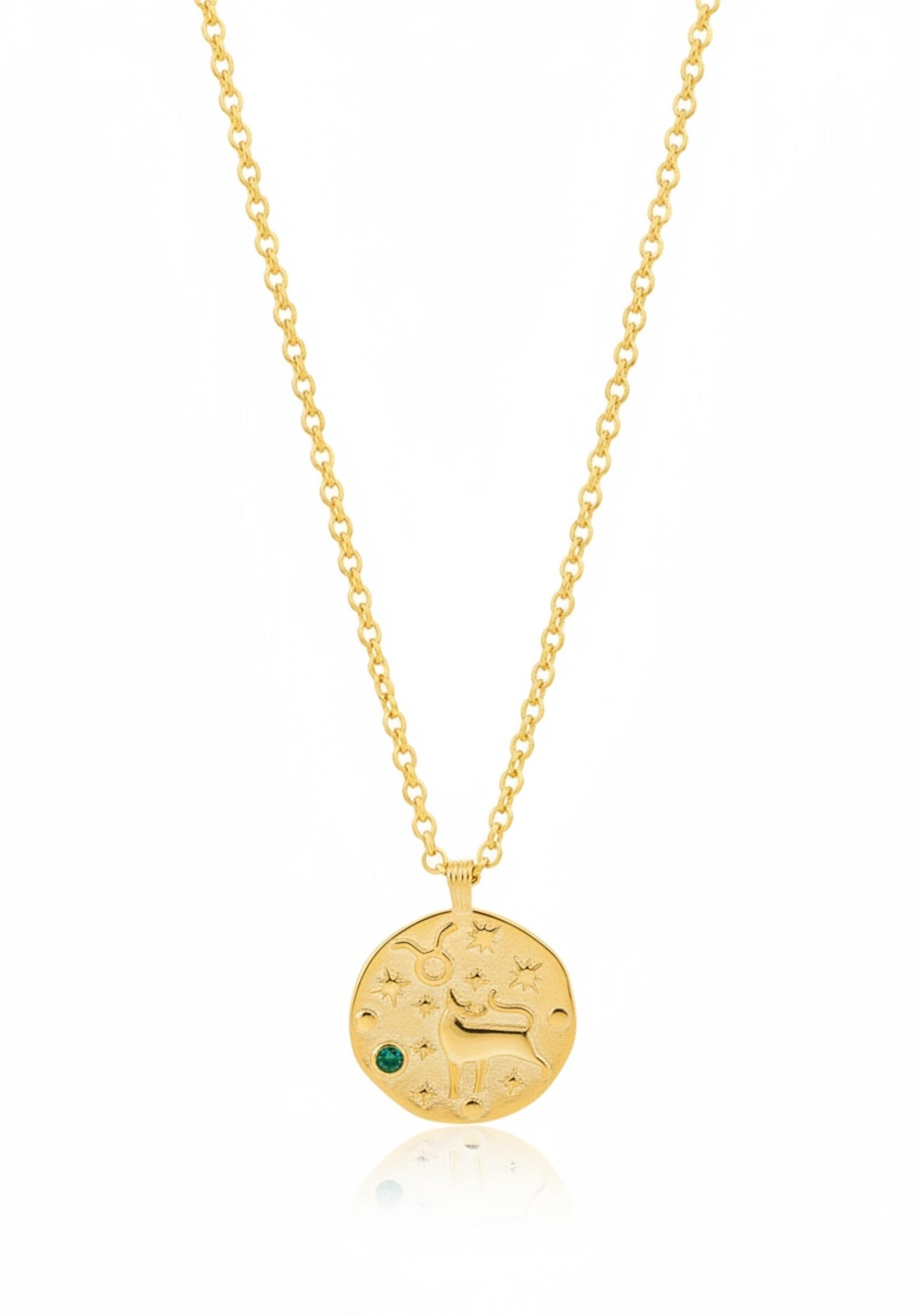 Zodiac Birthstone Talisman Necklace Taurus Gold