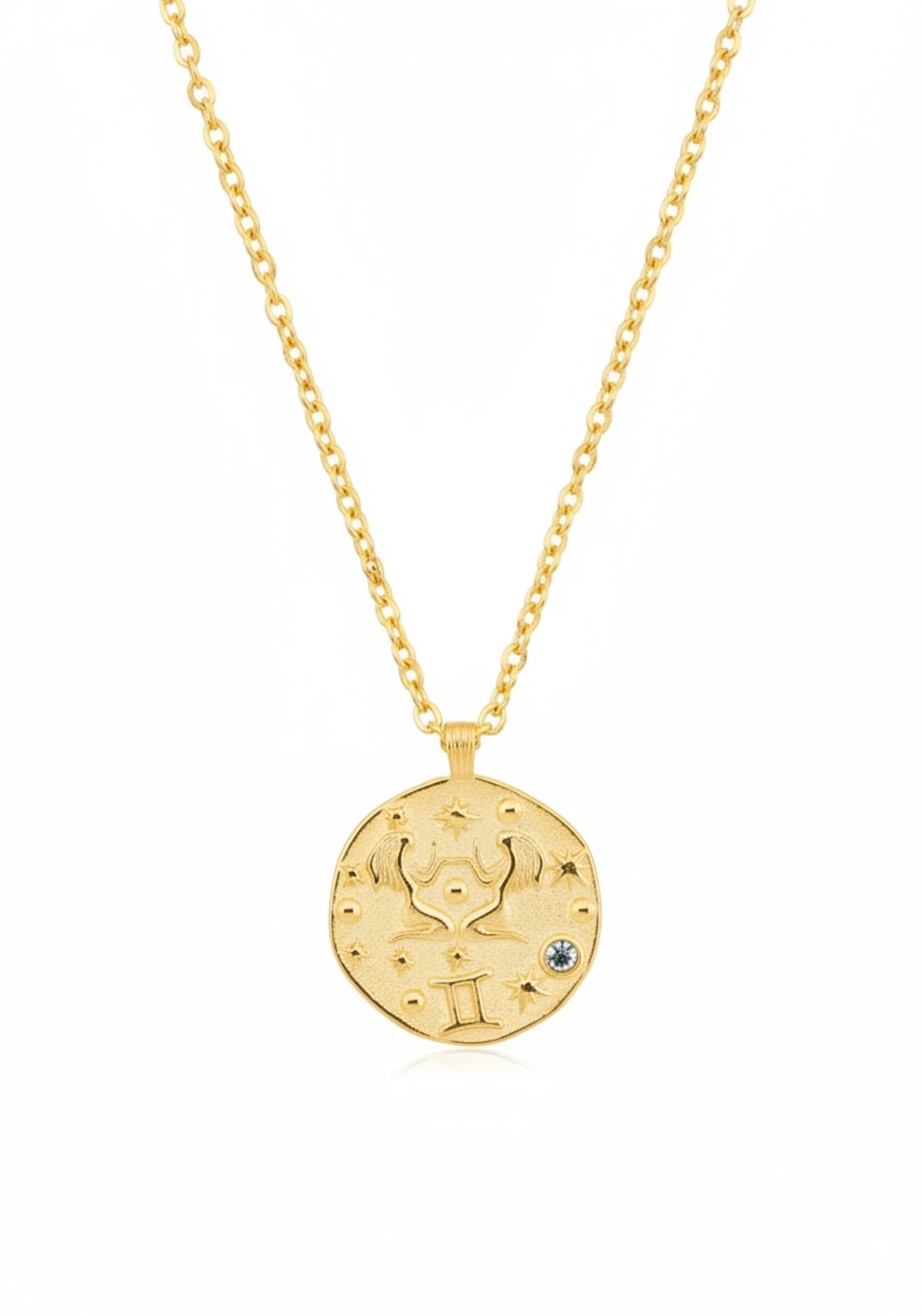 Zodiac Birthstone Talisman Necklace Gemini Gold