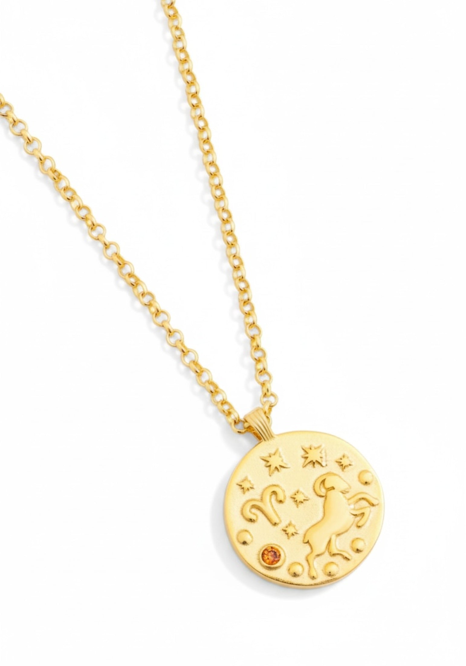 Zodiac Birthstone Talisman Necklace Aries Gold