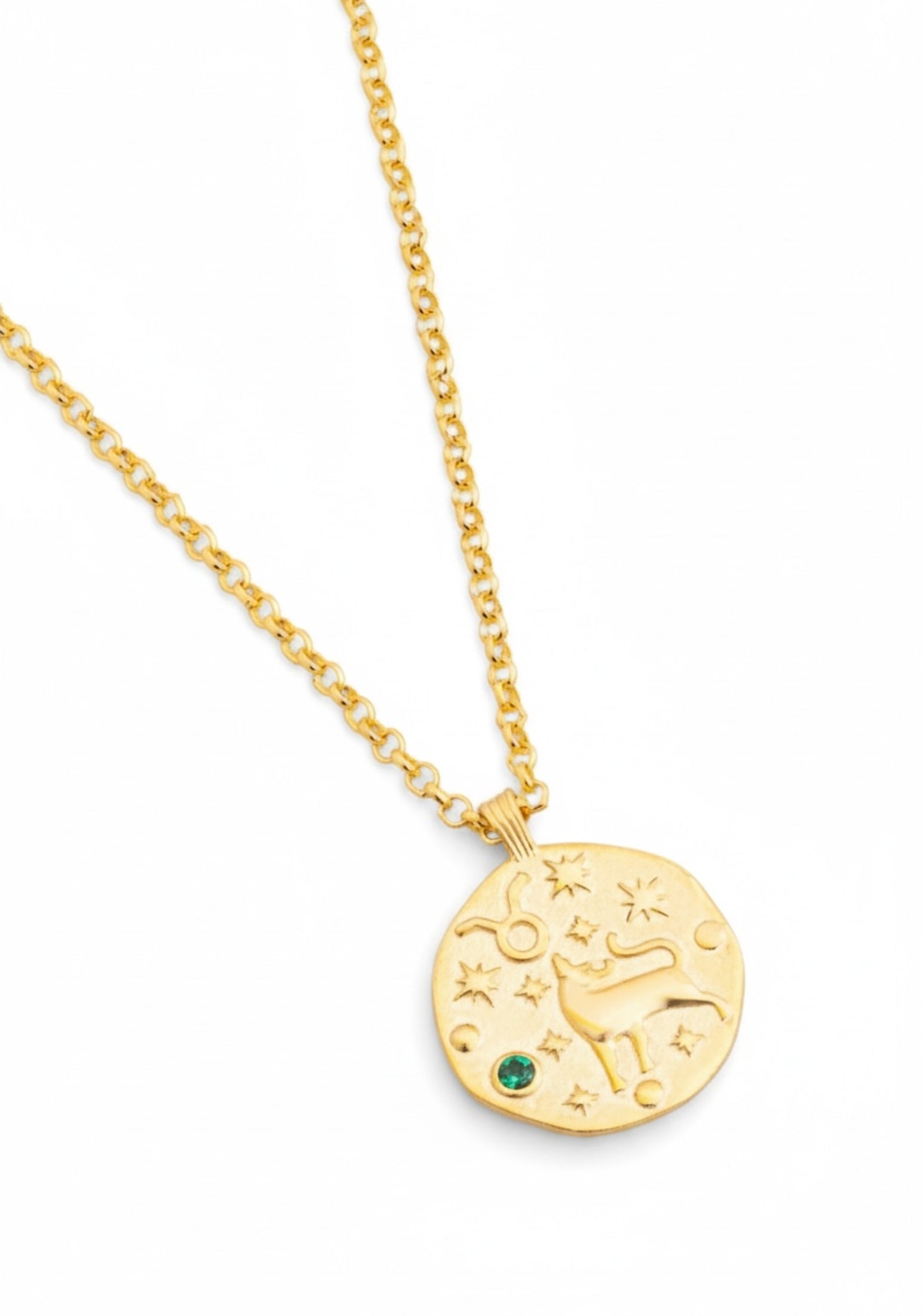 Zodiac Birthstone Talisman Necklace Taurus Gold