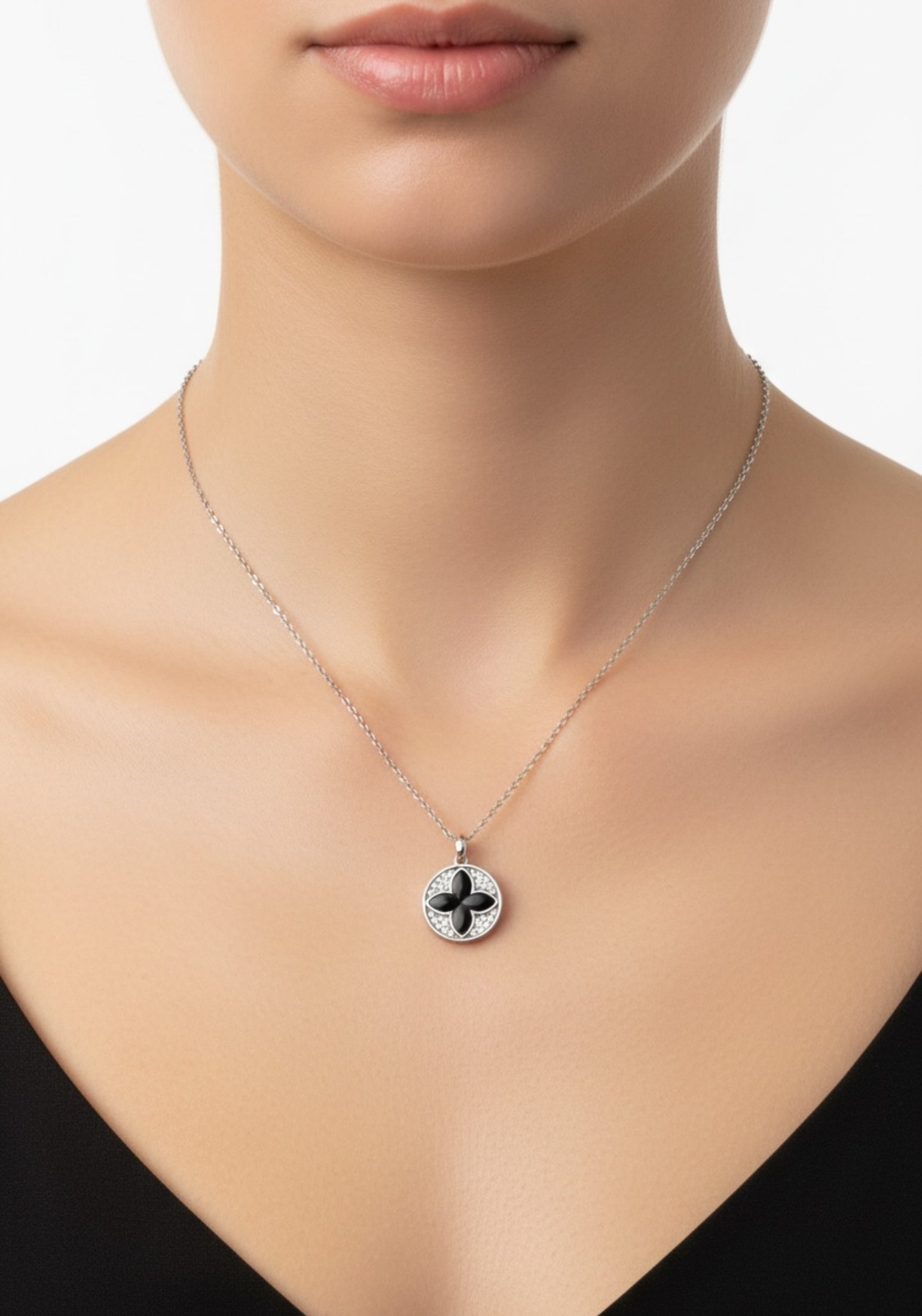 Florentine Clover Necklace Silver