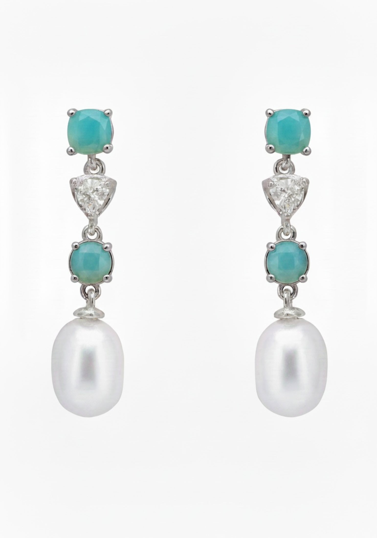 Pearl Whisper Drop Earrings Paraiba Tourmaline Silver
