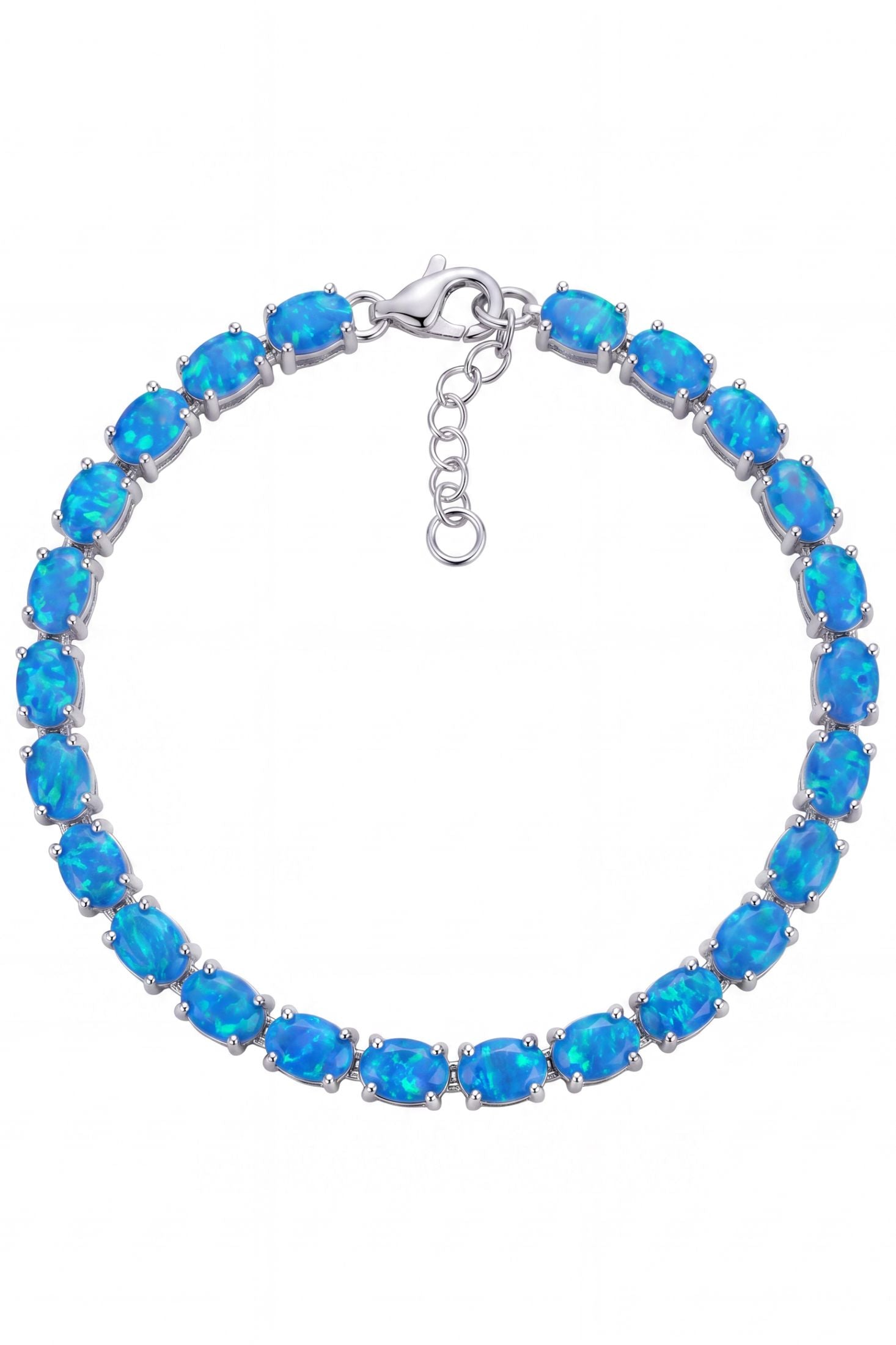 Tennisarmband mit blauem Opal, Silber