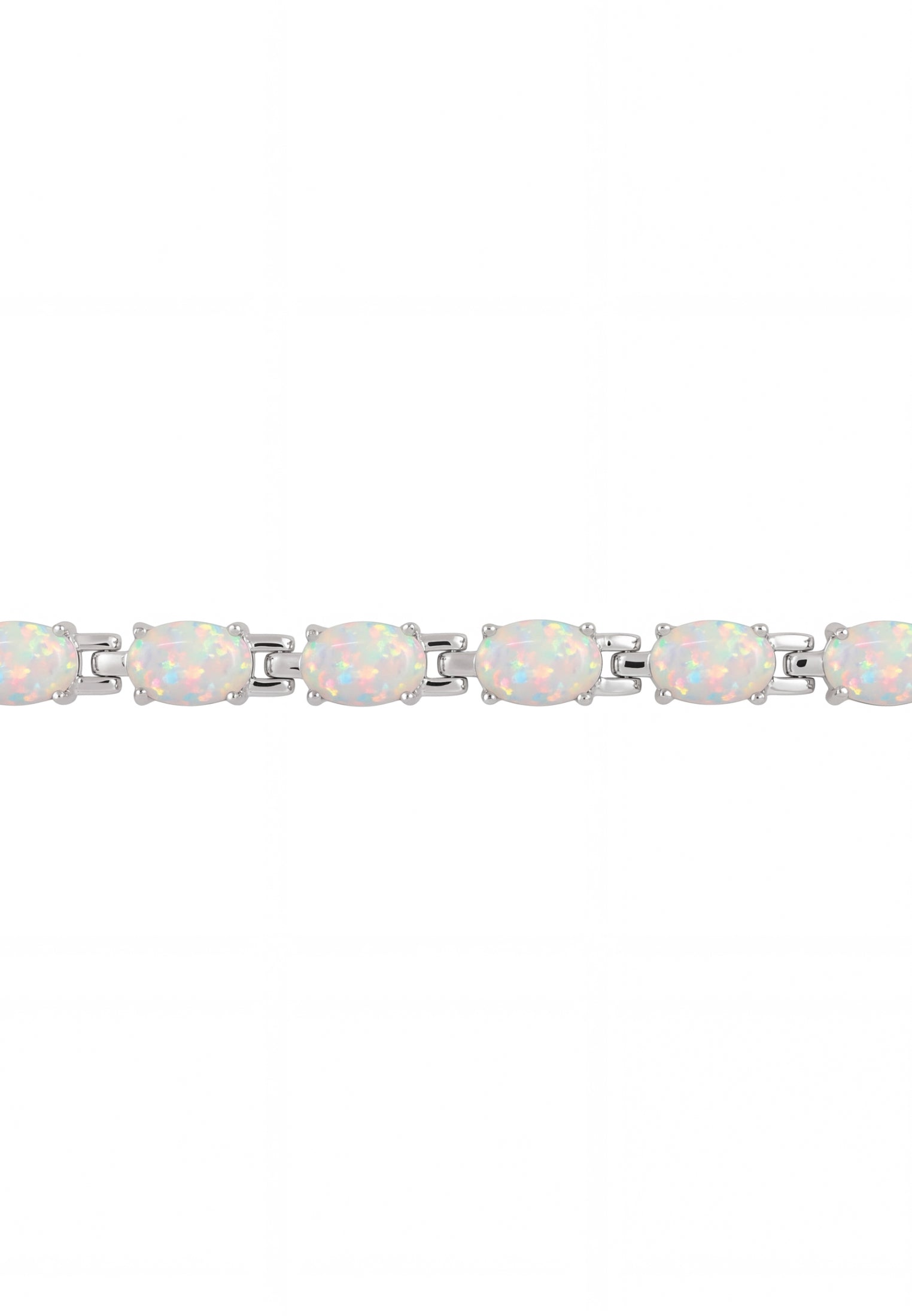 Tennisarmband aus weißem Opal, Silber